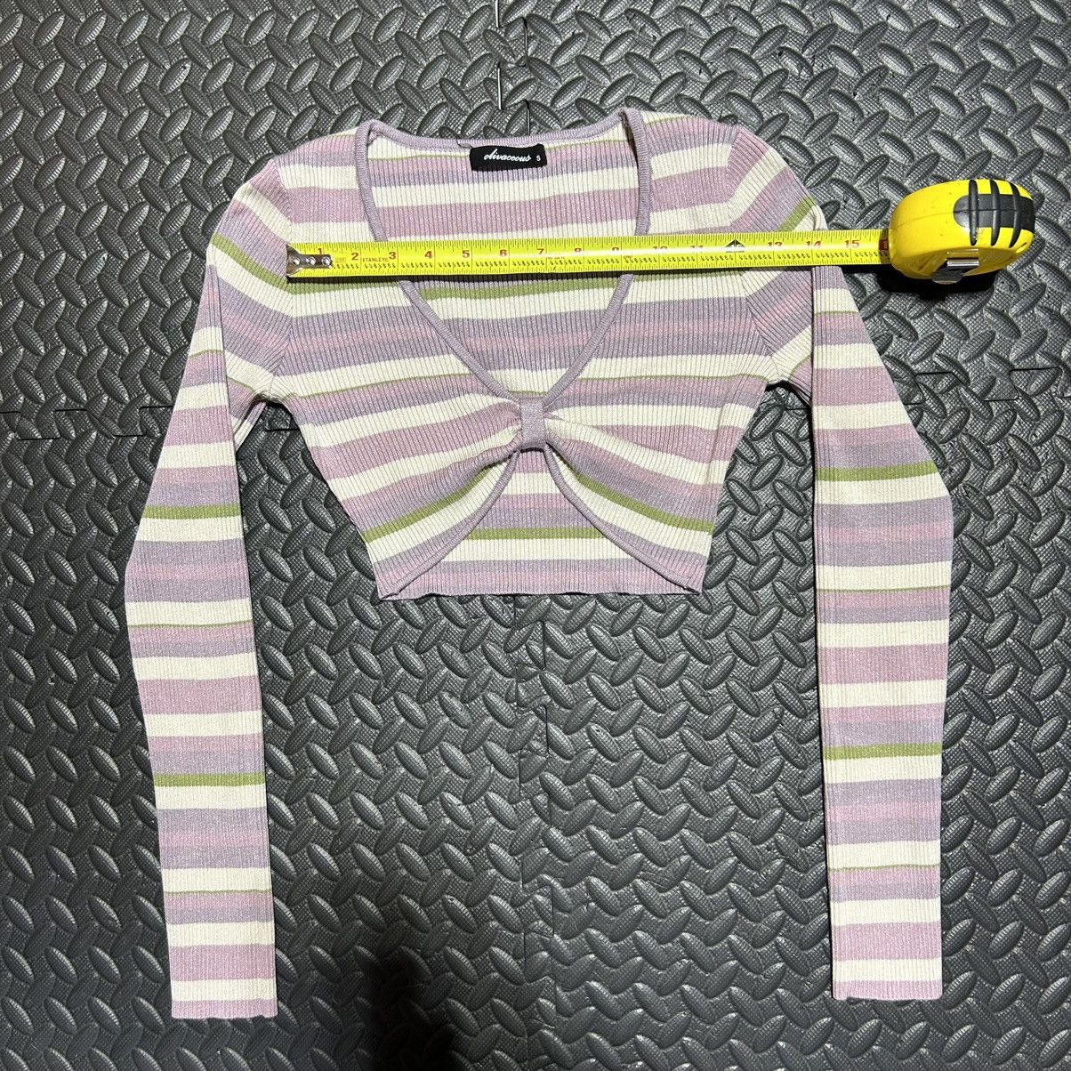 Other Olivaceous Crop Top Ruched Striped Women’s Small Pastel Size S / US 4 / IT 40 - 4 Thumbnail