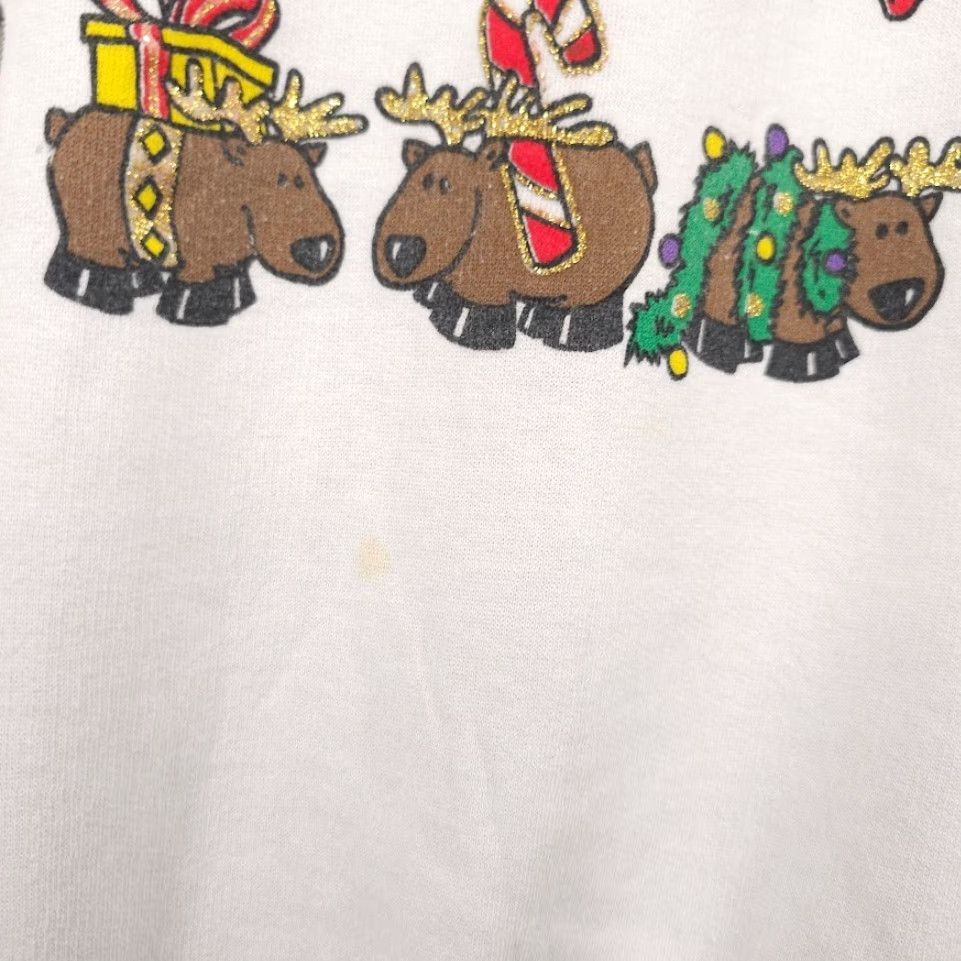Vintage VINTAGE Christmas Sweatshirt Mens Size XL White 80s 90s Reindeer Tinsel Size US XL / EU 56 / 4 - 4 Thumbnail
