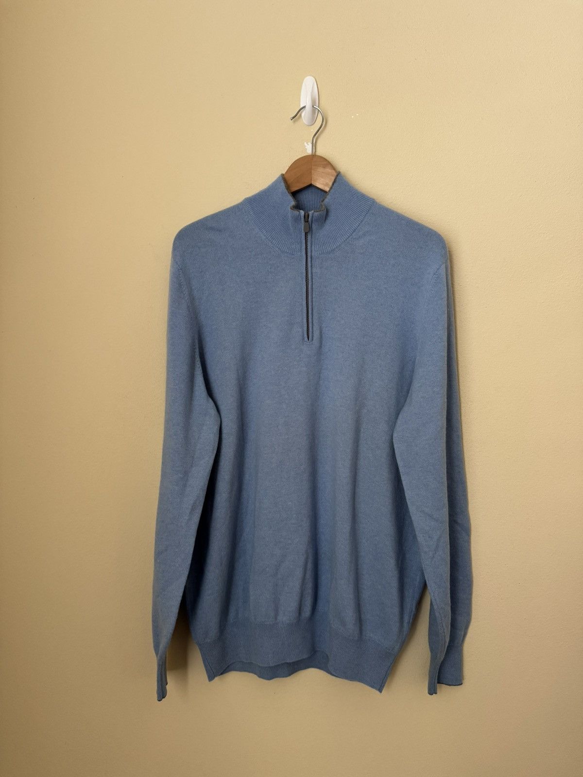 Brunello Cucinelli Brunello Cucinelli 100% Cashmere Quarter Zip Sweater Blue 56 Size US XL / EU 56 / 4 - 1 Thumbnail