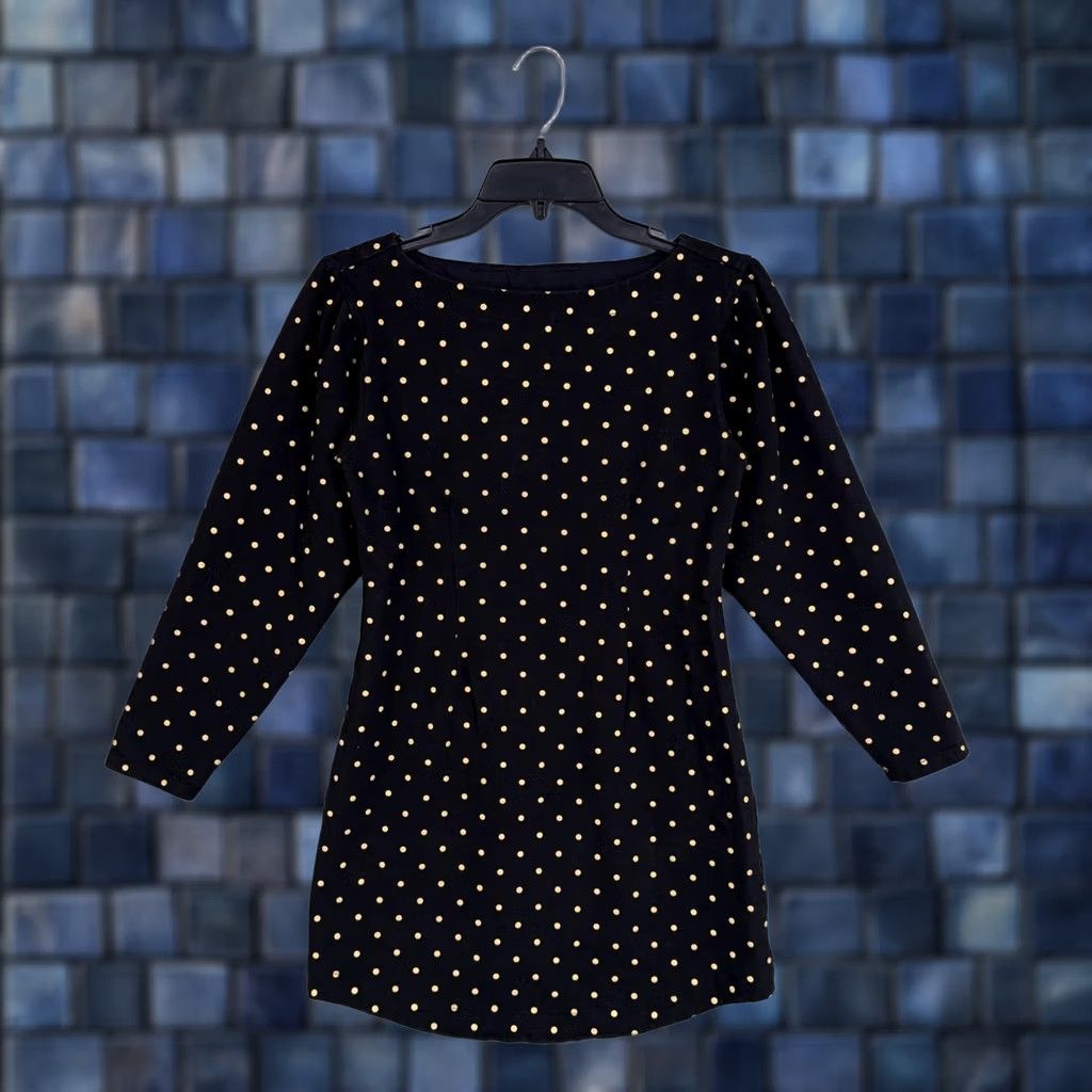 Rebecca Taylor La Vie Rebecca Taylor Dress Womens XS Black Polka Dot Mini Office/Work Retro Long Sleeve Puff Boat Neck Pullover Size XS / US 0-2 / IT 36-38 - 1 Thumbnail