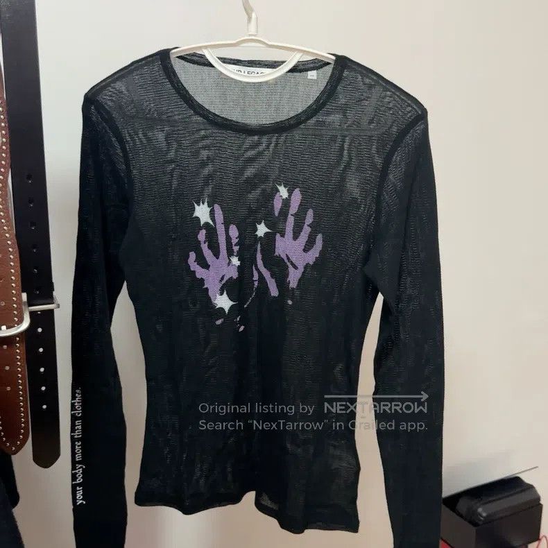 Our Legacy Our Legacy Transparent mesh knit long-sleeve T-shirt with Size XS / US 0-2 / IT 36-38 - 3 Thumbnail