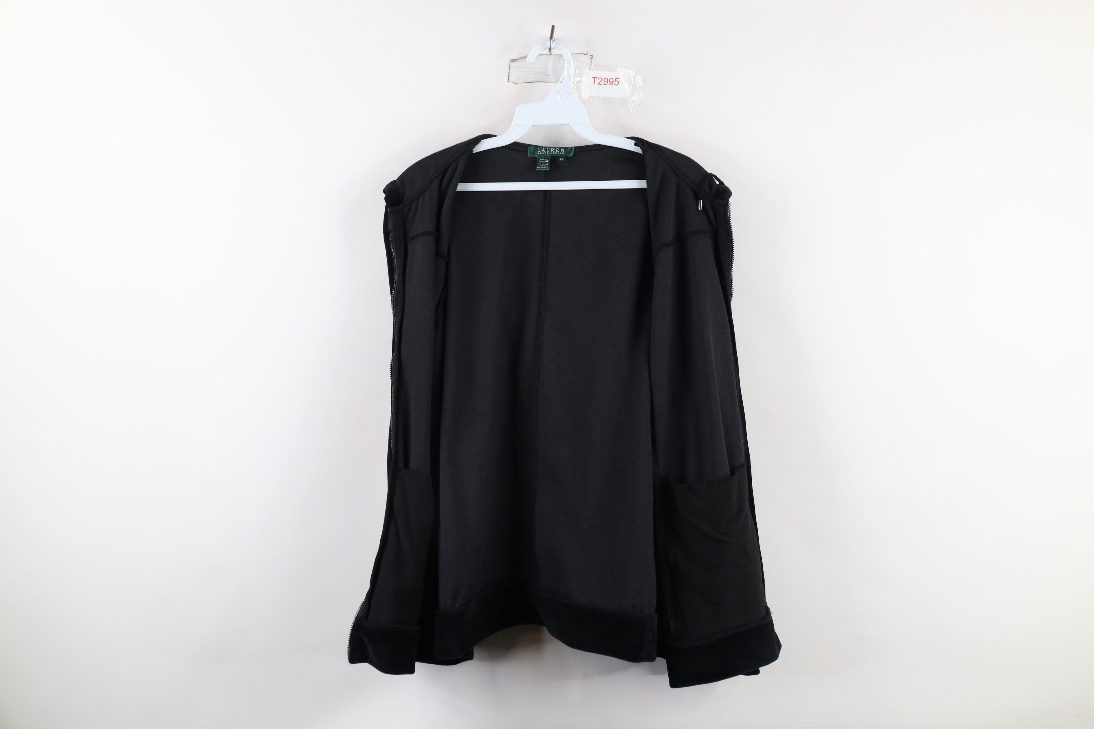 Ralph Lauren × Vintage Vintage 90s Ralph Lauren Full Zip Hoodie Sweatshirt Black Size XXL / US 16-18 / IT 52-54 - 6 Thumbnail