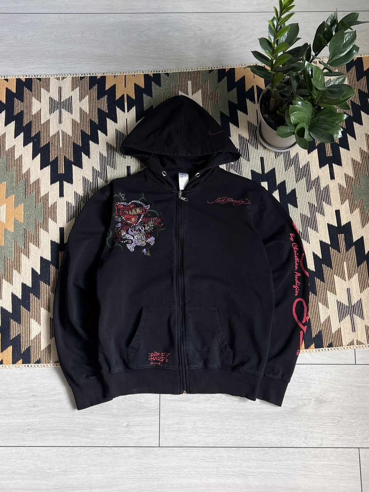 Christian Audigier Ed Hardy by Christian Audigier Big Logo Y2k Zip Hoodie Size S / US 4 / IT 40 - 2 Thumbnail