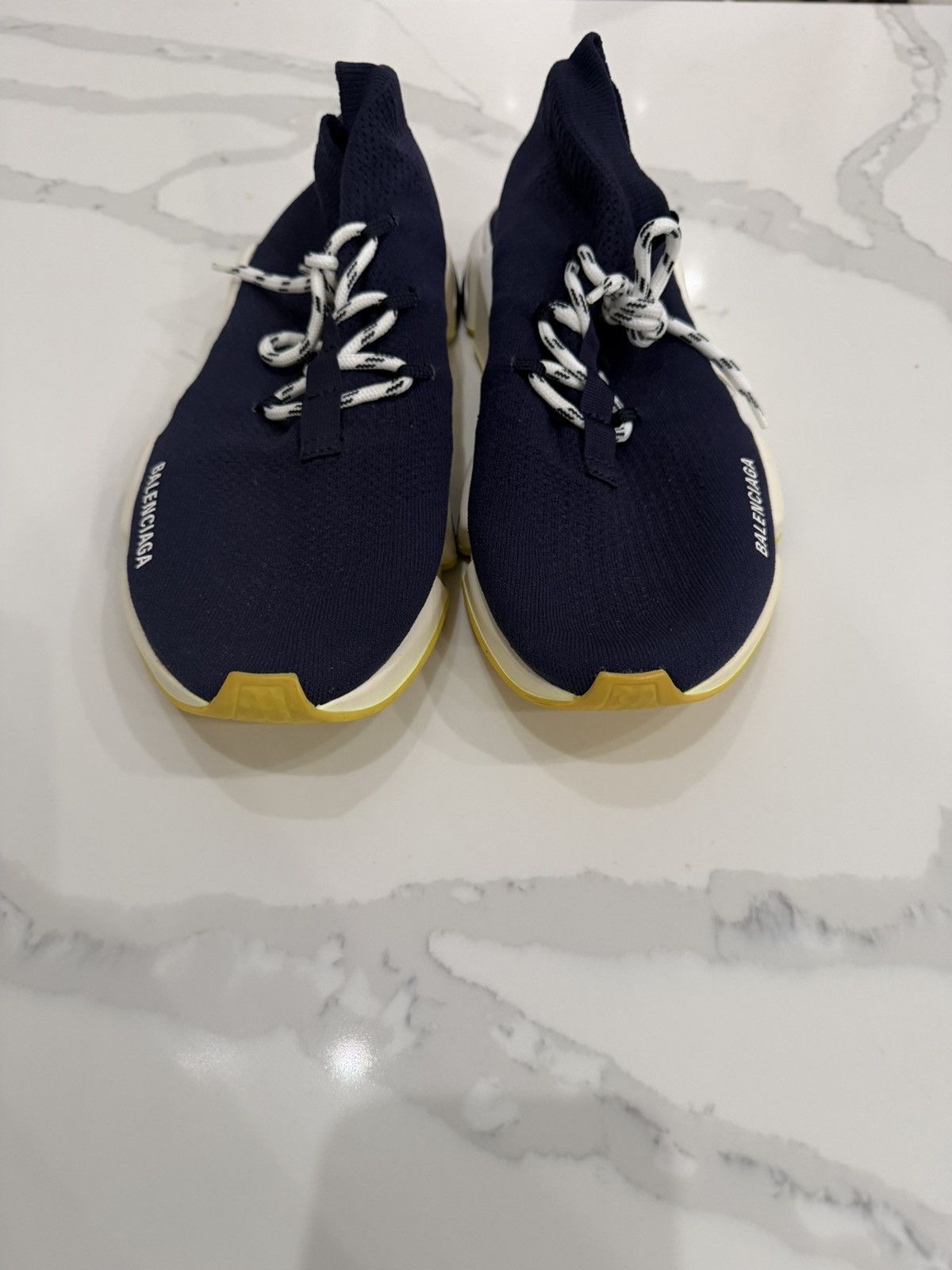 Balenciaga Balenciaga Navy Blue/Neon Green Sock Shoe Sneakers Size US 12 / EU 45 - 5 Thumbnail