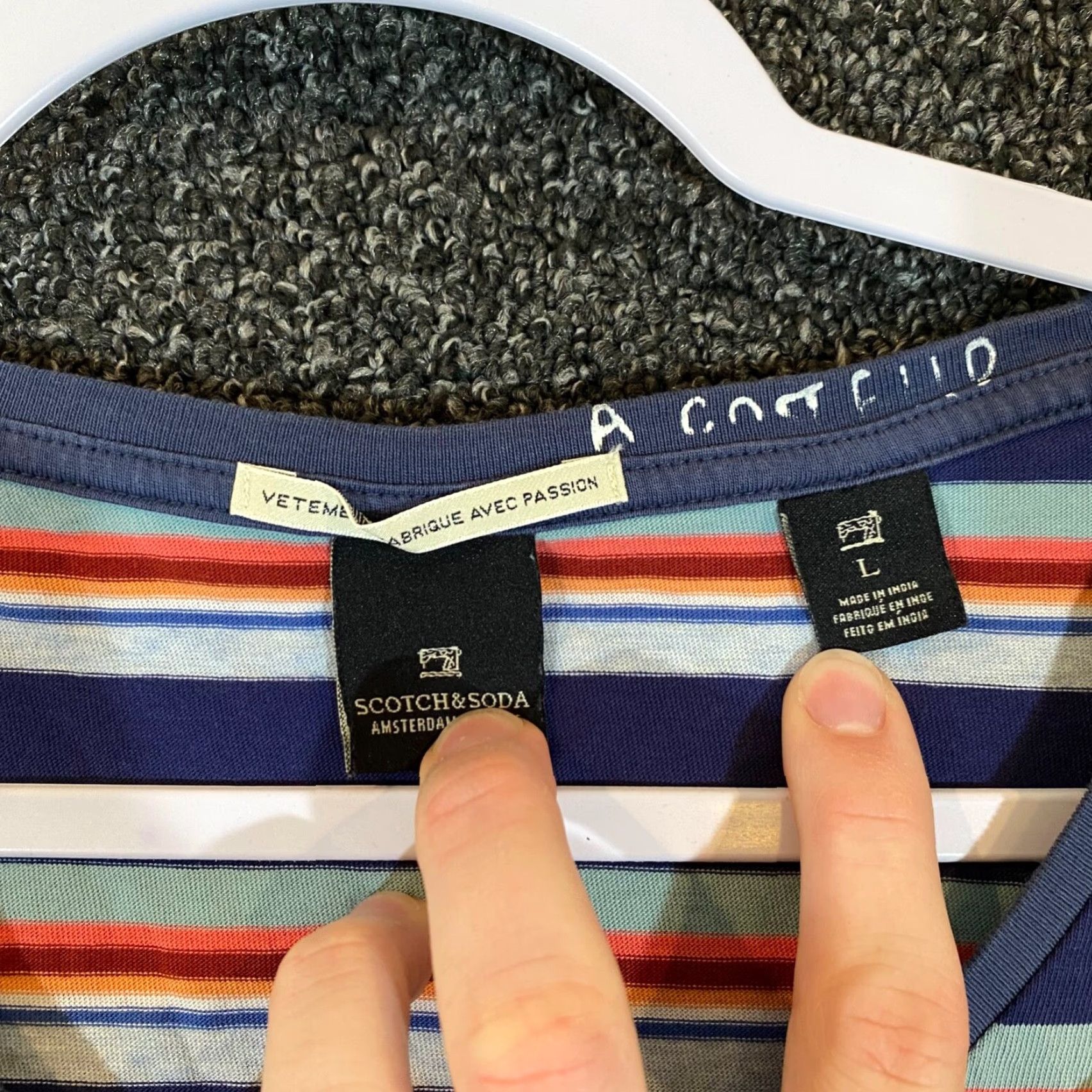 Scotch & Soda Scotch and Soda Shirt Womens Large Blue Multicolor Stripe V-Neck Casual Shirt Women Large Blue Multicolor Stripe V-Neck Casual Size L / US 10 / IT 46 - 2 Thumbnail