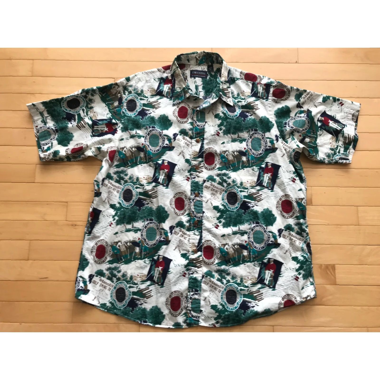 Kickers Twickers Mens XL Button-Front Shirt Golf Multicolor VTG Links Fairway Size US XL / EU 56 / 4 - 2 Thumbnail