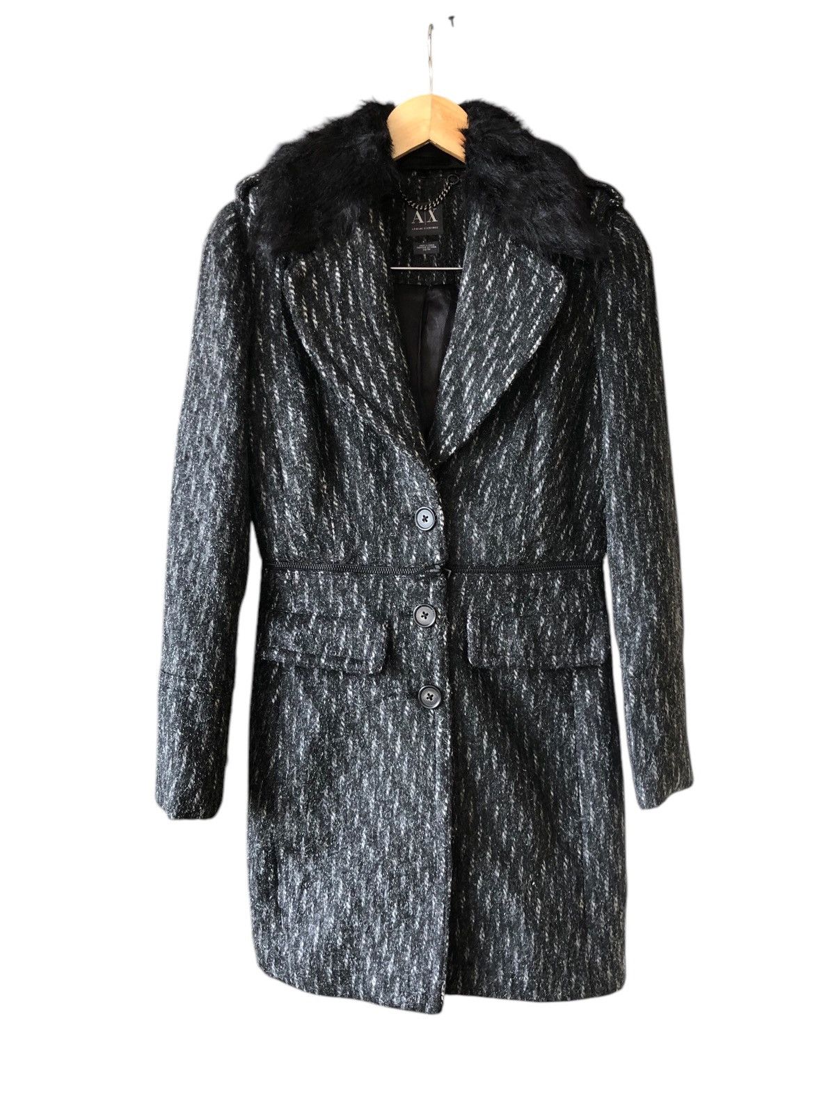 Armani Exchange Collection Glen Plaid Wool Winter Coat