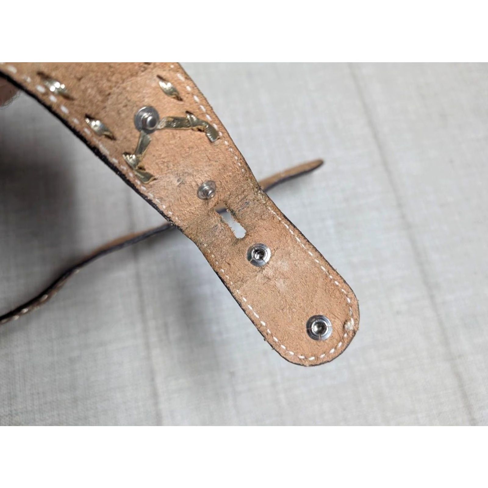 Vintage VINTAGE western belt Tooled PUDGE belt 42 brown leather Cowhide Handmade Men Western Belt Size 42 - 5 Thumbnail