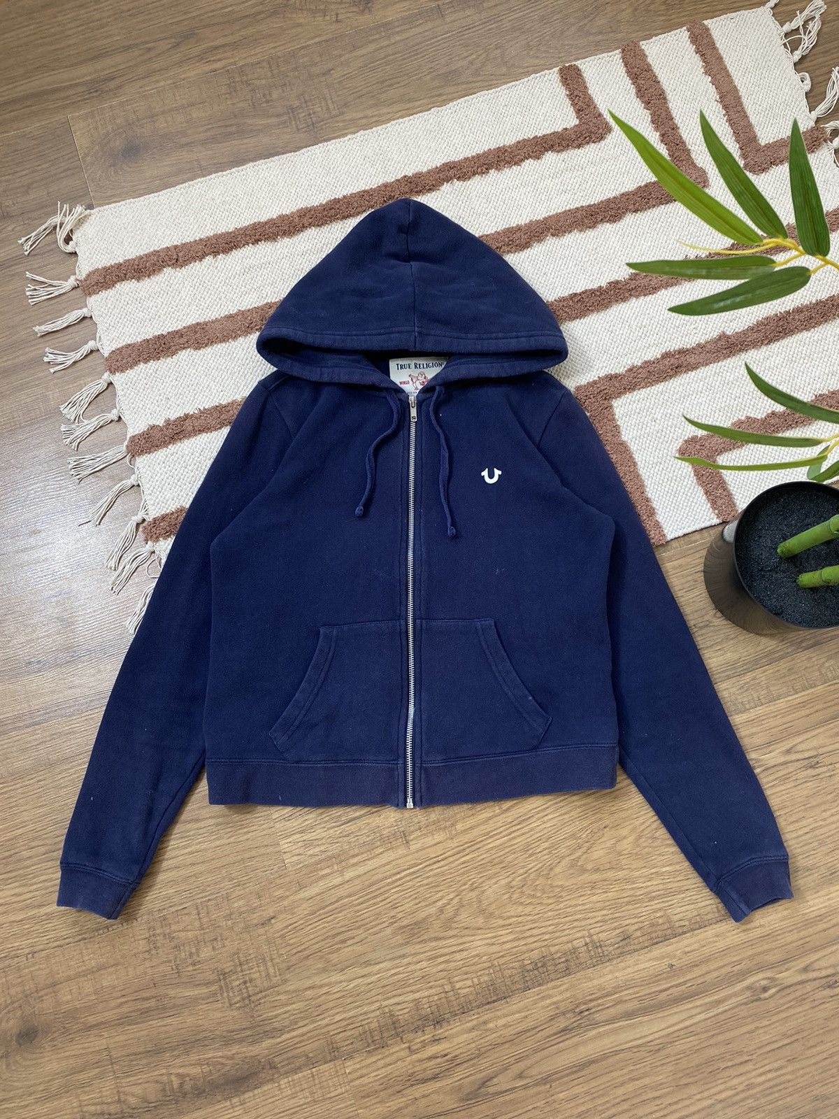 True Religion TRUE RELIGION BLUE BOXY FIT ZIP HOODIE Size S / US 4 / IT 40 - 2 Thumbnail
