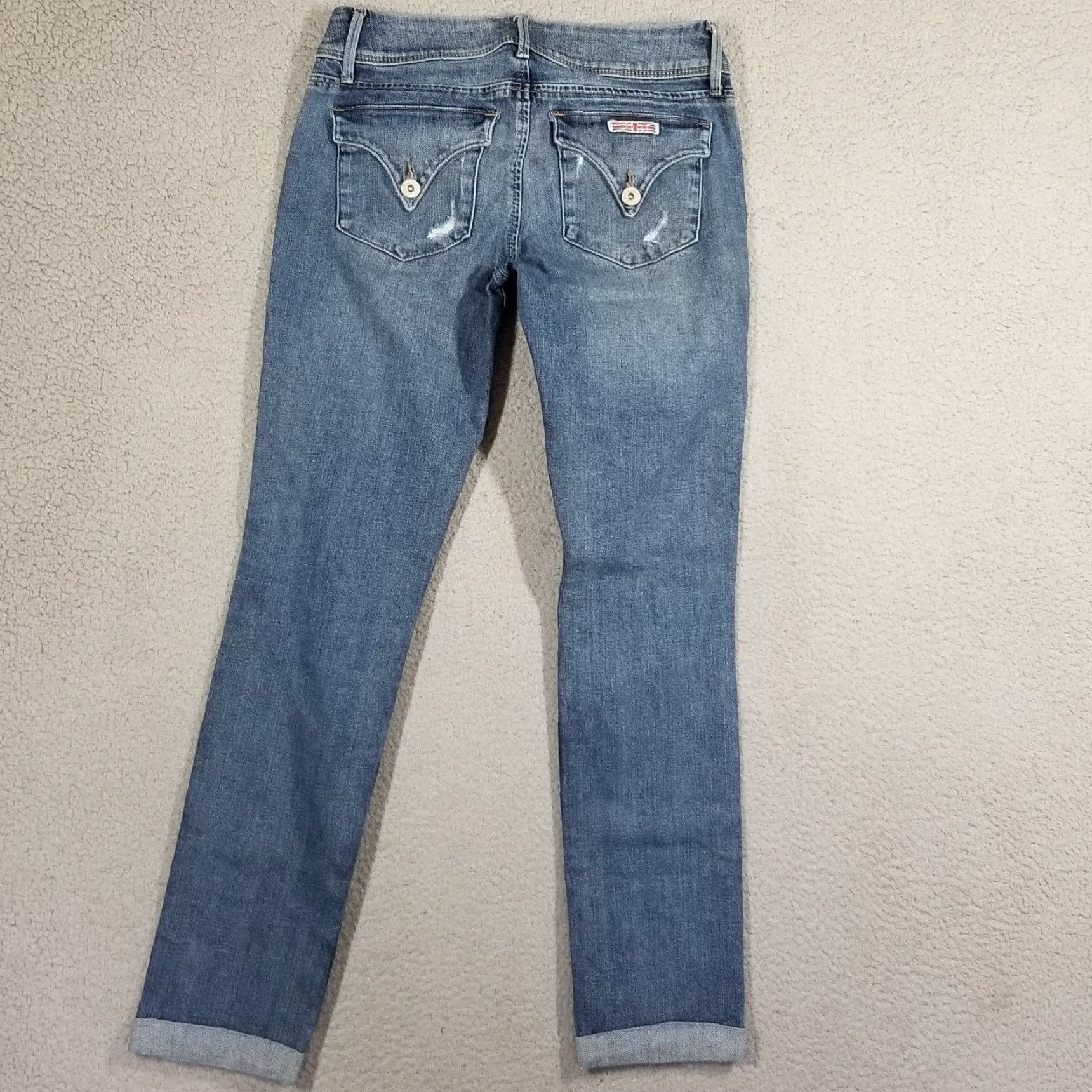 Hudson Hudson Jeans Slim/Extra-Slim Midrise Skinny Flap Pocket Distressed Denim 28x30 Women Blue Size 26 N/A Size 28" / US 6 / IT 42 - 2 Thumbnail