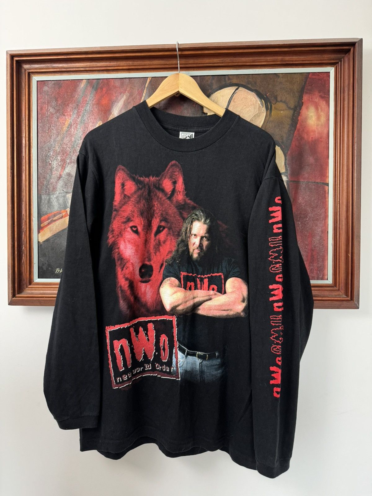 WWE Vintage 1998 Og WWE N.W.O Kevin Nash Wolf Pint Wrestling LS Size US L / EU 52-54 / 3 - 1 Thumbnail