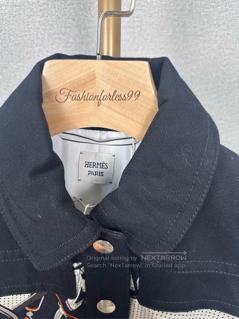 Hermes Hermes Black Printed Denim Jacket Size XXS / US 00 / IT 34 - 3 Thumbnail