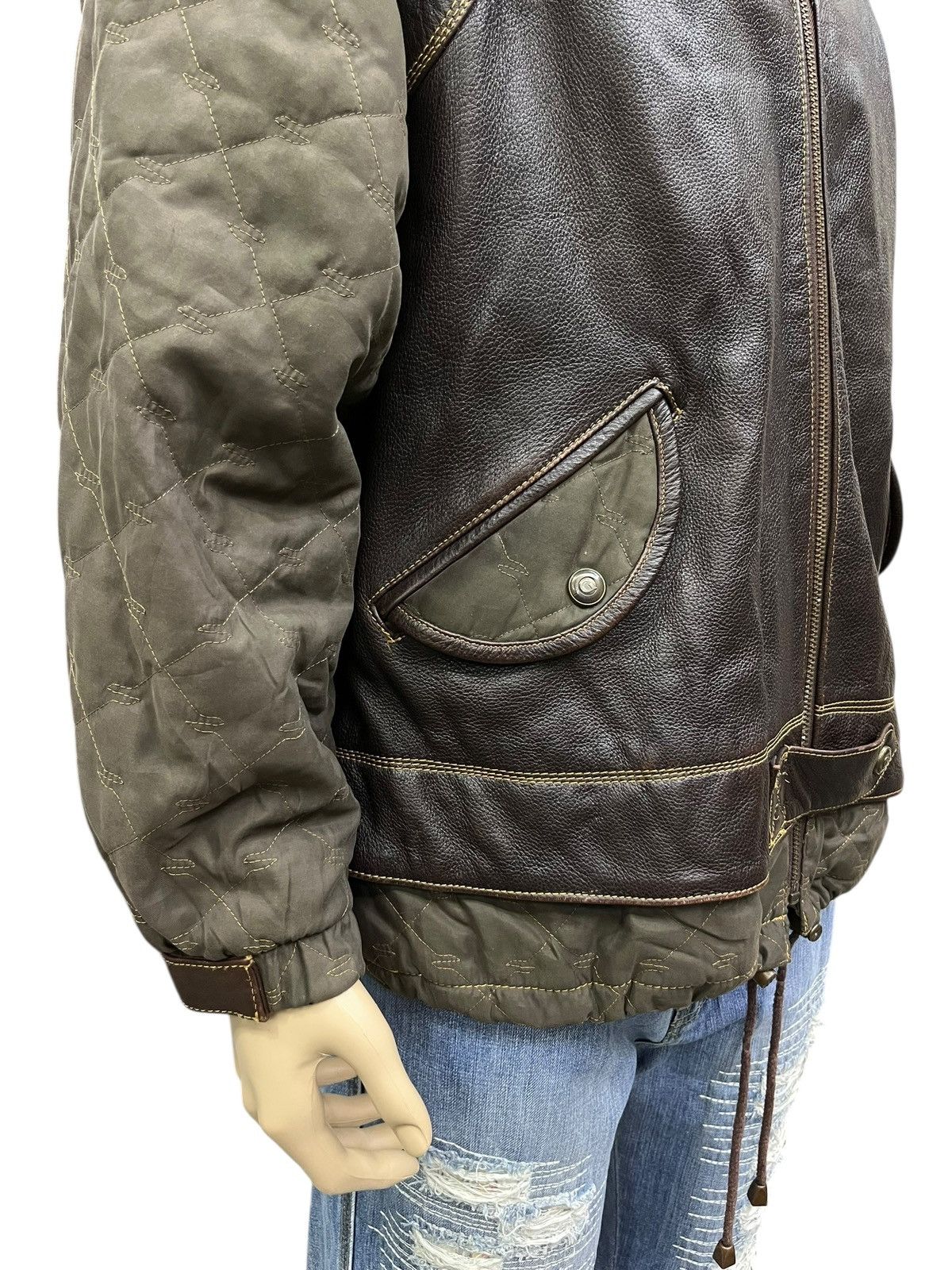 Vintage VIANUOVA Insane Rare Hybrid Leather Kangaroo Pocket Jacket Size US M / EU 48-50 / 2 - 8 Thumbnail