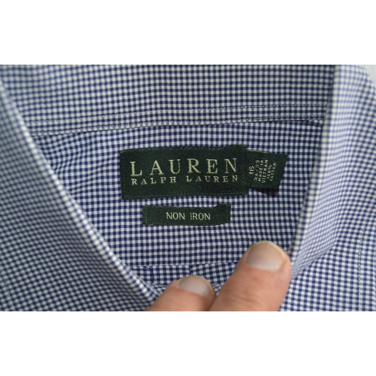 Polo Ralph Lauren Lauren Ralph Lauren Men's Dress Shirt Blue Check Cotton 16 32/33 Shirt Mens Regular Blue Check Polo Pony Vintage: No Size 42R - 4 Thumbnail