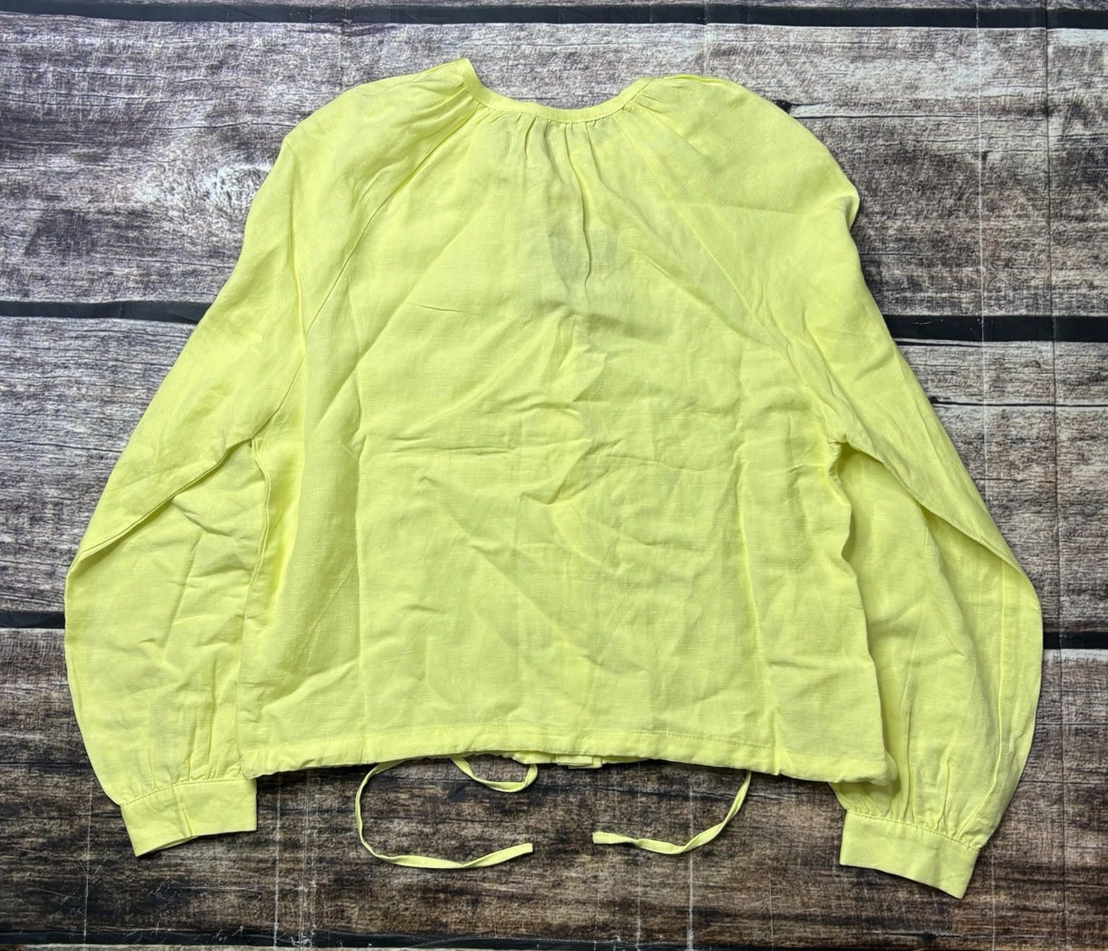 Harris Tweed Tweeds Top Women's Small Linen Drawstring Blouse Balloon Size S / US 4 / IT 40 - 3 Thumbnail
