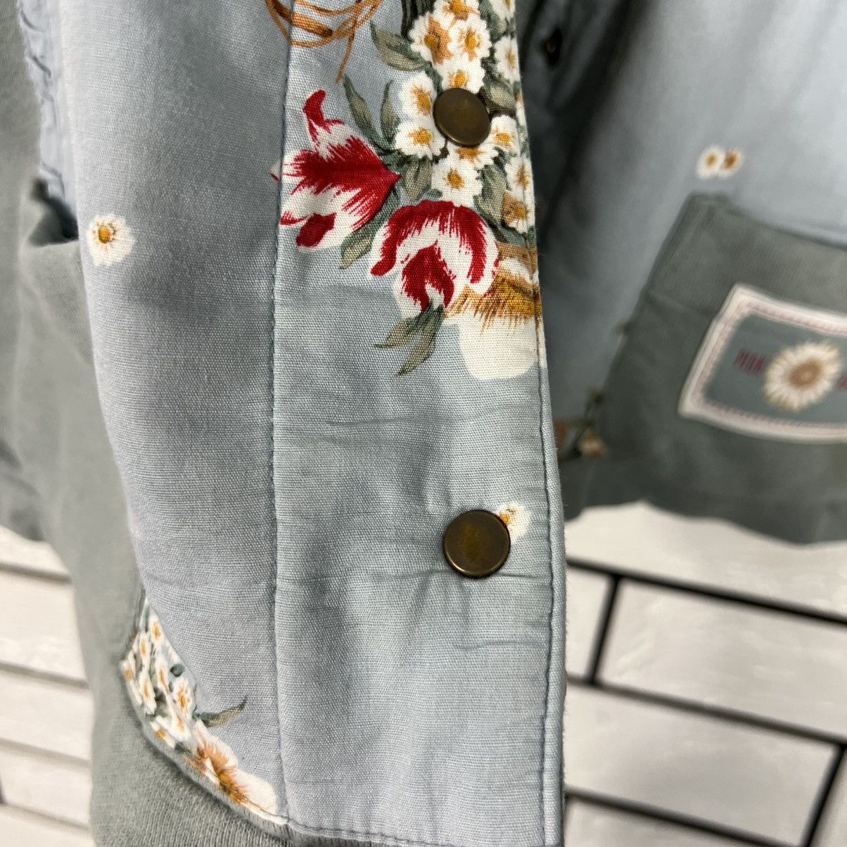 Pink House PINK HOUSE Big Logo Floral Snap Button Jacket #4090-C186 Size L / US 10 / IT 46 - 12 Thumbnail