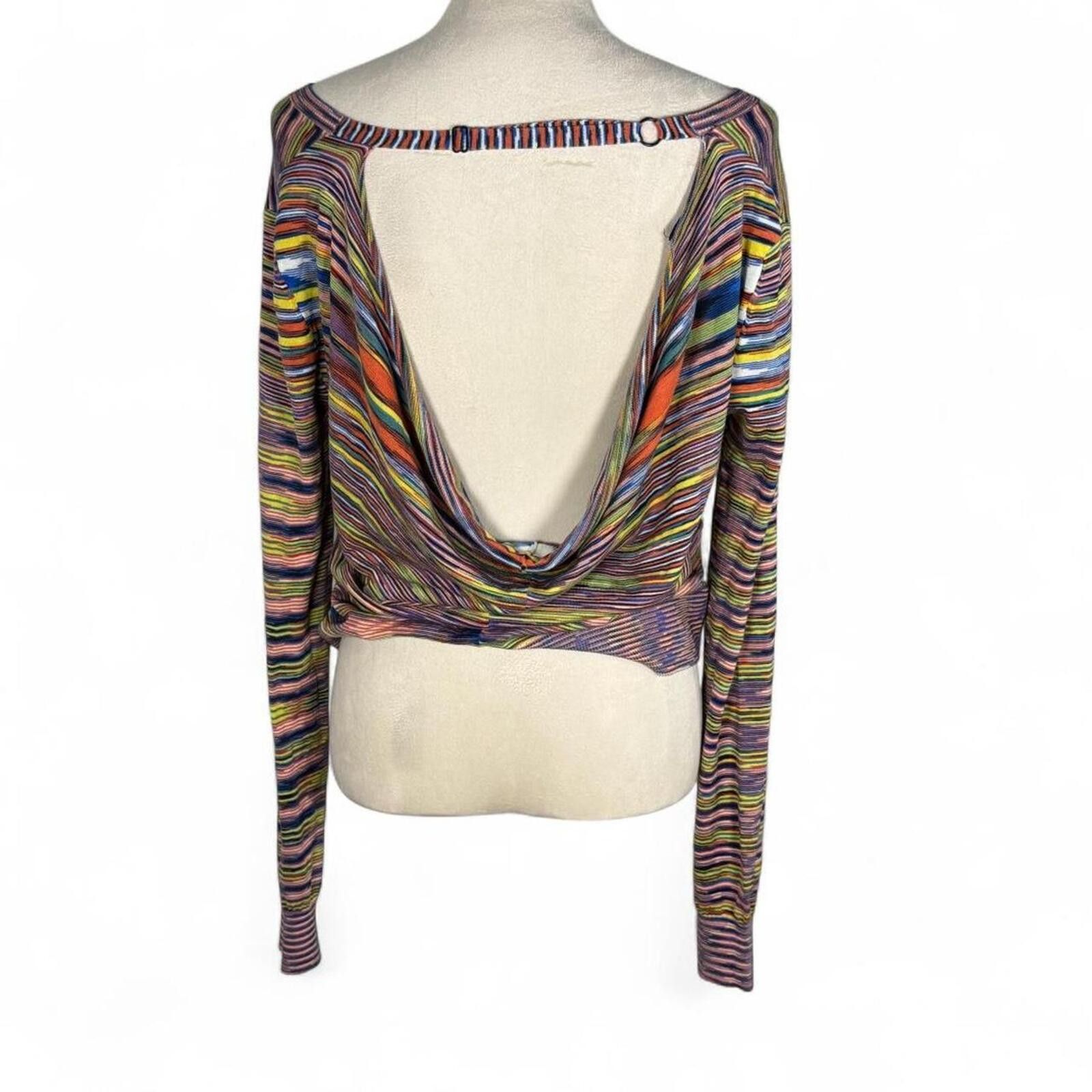 Bcbgmaxazria Vintage Y2K BCBG rainbow striped off the shoulder top Size M / US 6-8 / IT 42-44 - 2 Thumbnail
