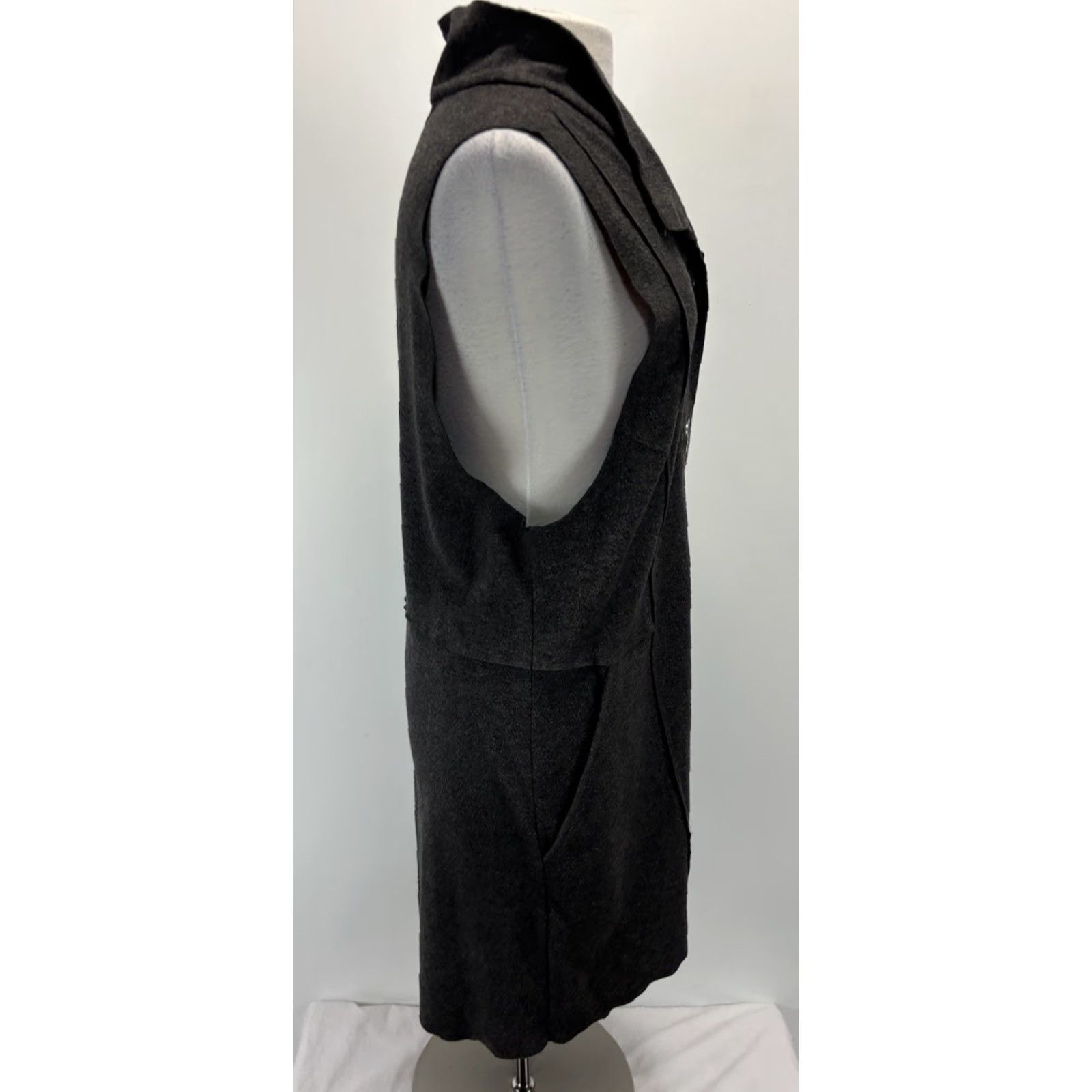 Habitat Habitat Vest XL Women’s Gray Lagenlook Snaps Pockets Mid-Length Sleeveless Felted Style Size XL / US 12-14 / IT 48-50 - 4 Thumbnail