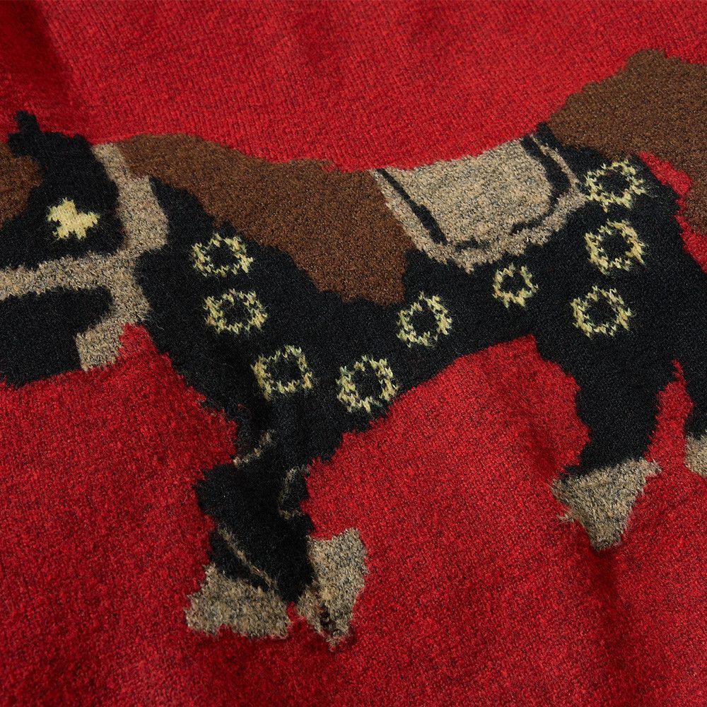 Japanese Brand American retro horse print crew neck knit sweater Size US M / EU 48-50 / 2 - 4 Thumbnail