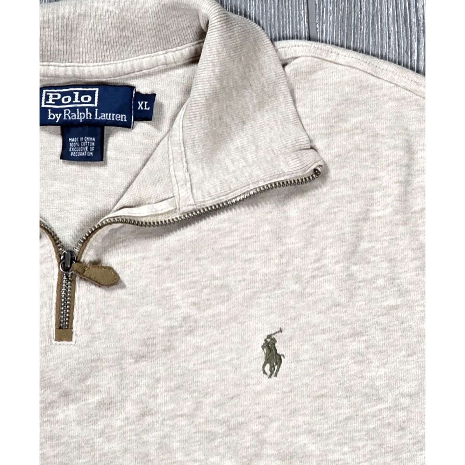 Polo Ralph Lauren VINTAGE Polo Ralph Lauren Sweater Shirt XL Beige Green Pony 1/4 Zip Embroidered Logo Knit Mock Neck Men Hea? no Size US XL / EU 56 / 4 - 7 Thumbnail