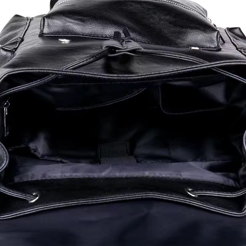 Japanese Brand Capacity Streetwear PU Leather Backpack Bag Size ONE SIZE - 6 Thumbnail