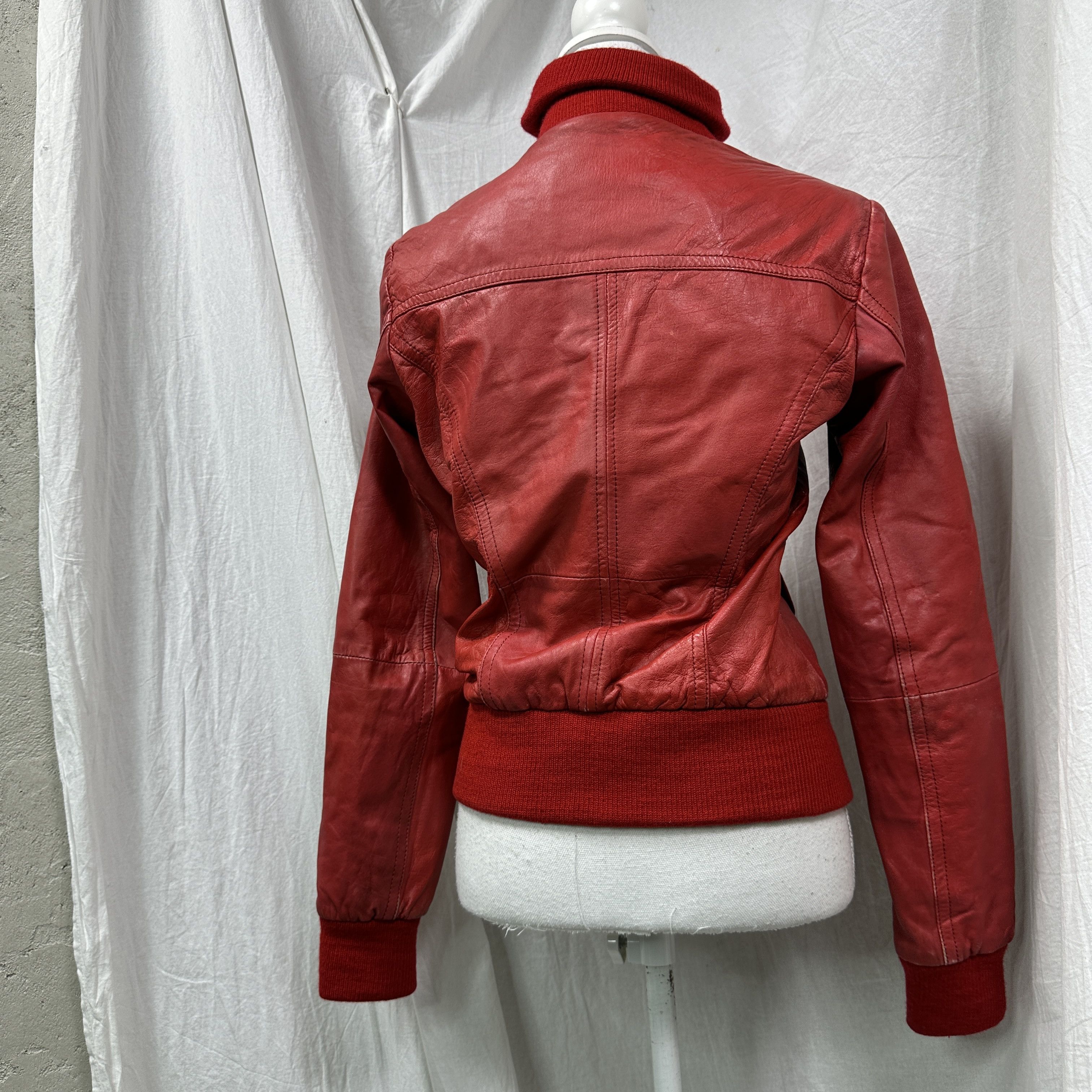 Vintage Vintage Leather Moto Biker Cherry Red Jacket Y2K Size S / US 4 / IT 40 - 10 Thumbnail