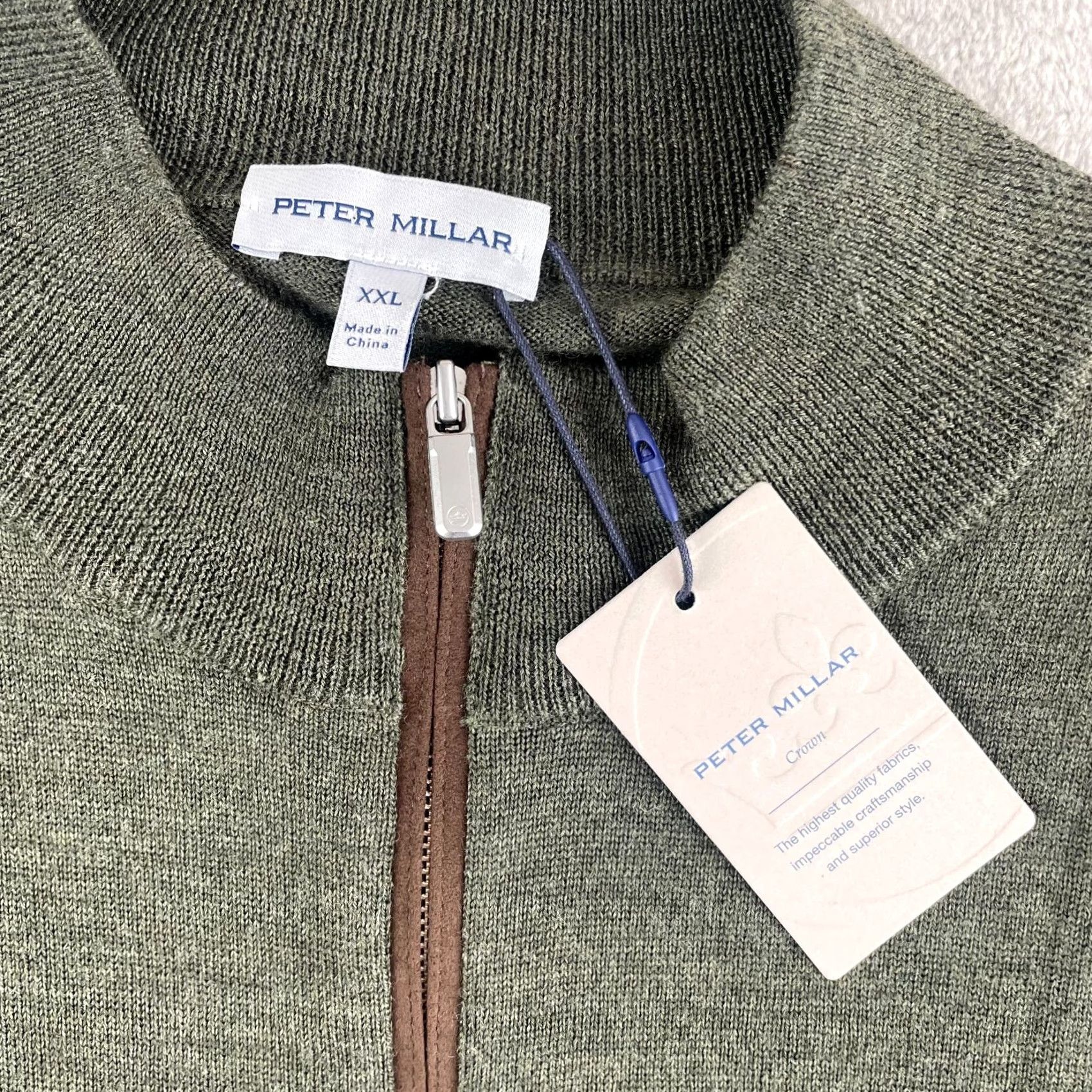 Peter Millar Peter Millar Crown Autumn Crest Suede Trim Quarter-Zip Men 2XL Green NWT 250 Size US XXL / EU 58 / 5 - 4 Thumbnail