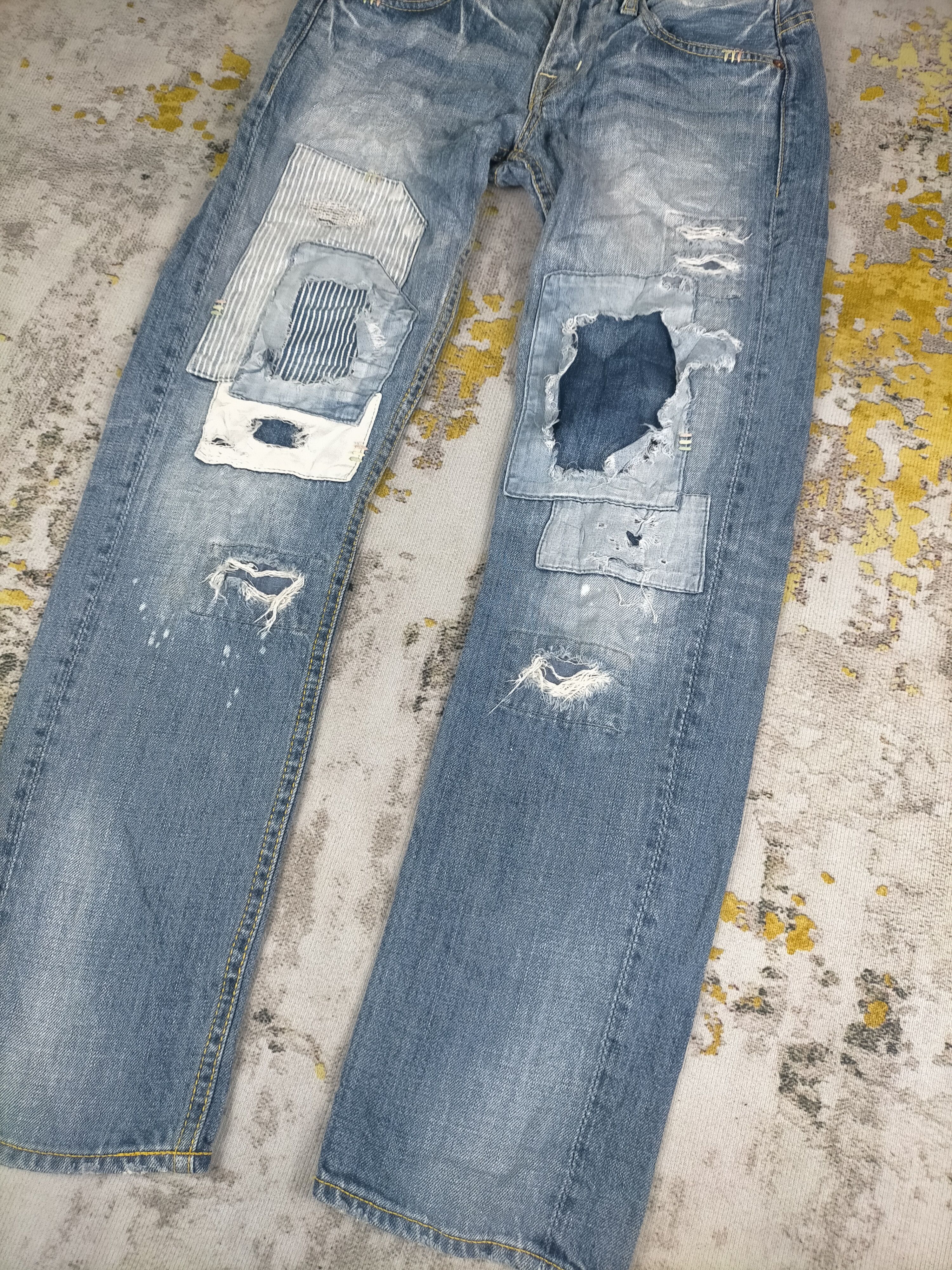 Seditionaries 🔥90s Distressed Trashed Shashiko Jeans Size US 29 - 3 Thumbnail