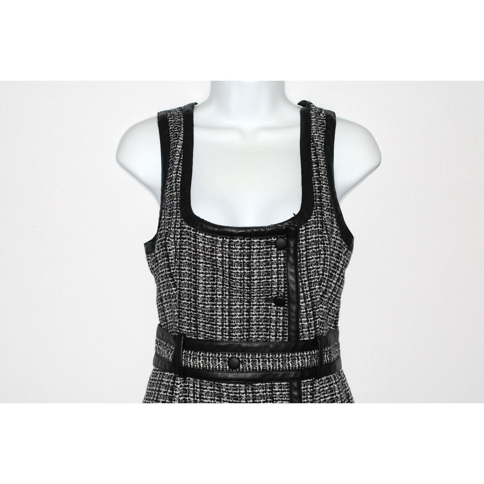 Anthropologie ANTHROPOLOGIE Maeve Tweed Faux Leather Trm Mini Dress 2 $170 Size XS / US 0-2 / IT 36-38 - 4 Thumbnail