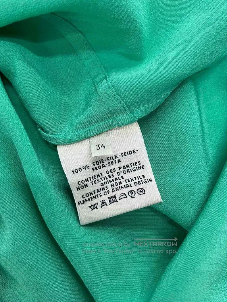 Hermes Hermes Green belted silk top Size XXS / US 00 / IT 34 - 6 Thumbnail