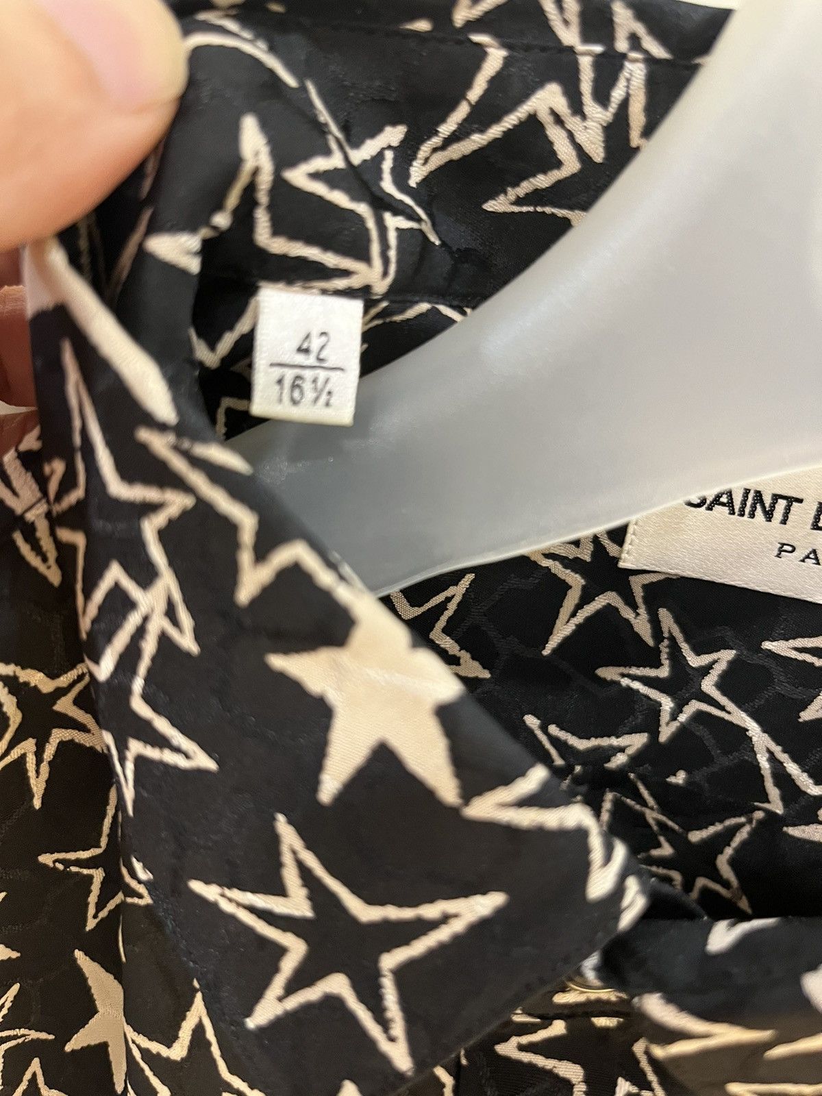Saint Laurent Paris star print silk shirt collar size 42 Size US L / EU 52-54 / 3 - 16 Thumbnail