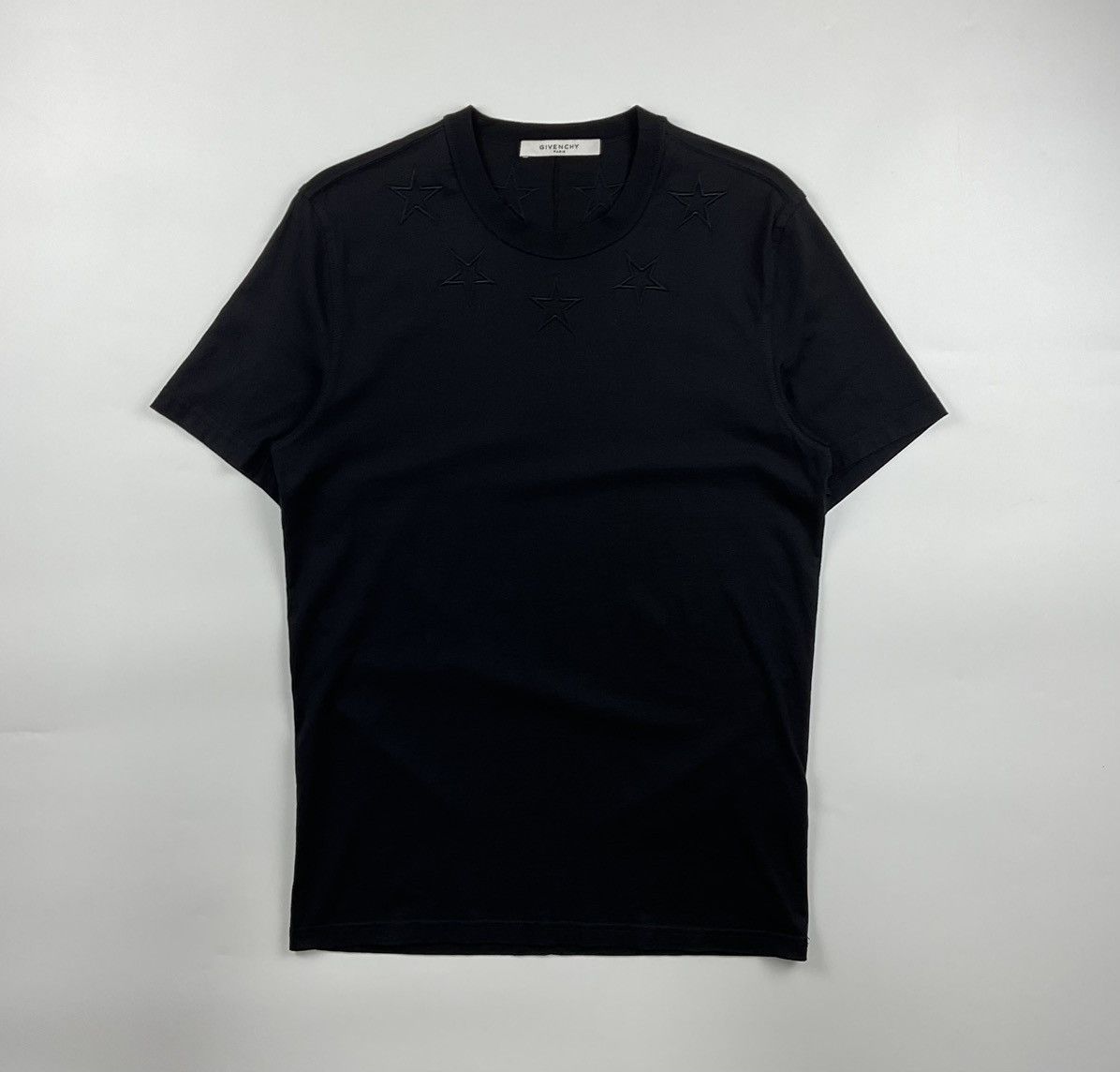 image of Givenchy Star Embroidered Neck Tee in Black, Men's (Size Small)