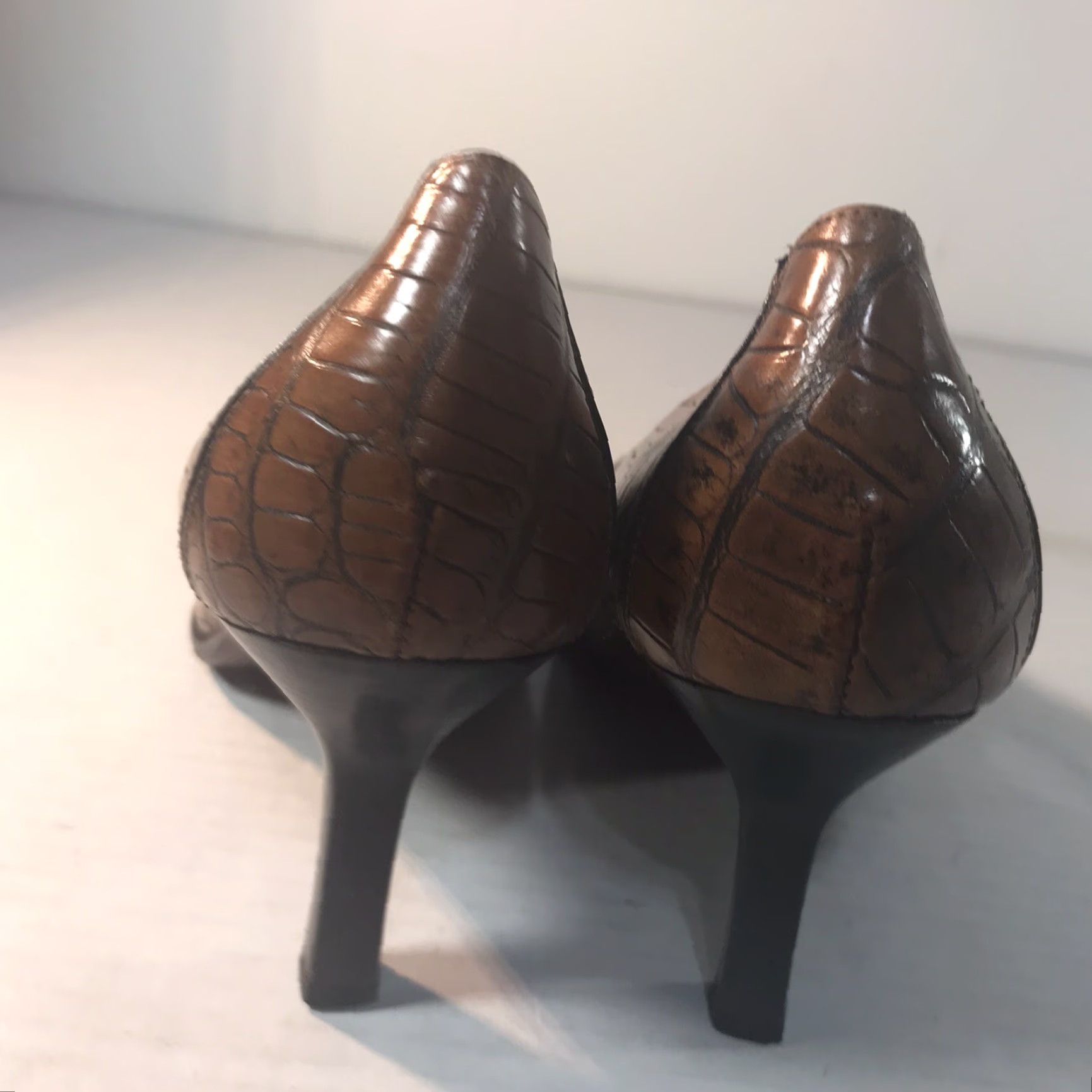 Cole Haan Cole Haan City Brown Leather Pumps Womens Size 7B Square Toe 3in Heels Italy Size US 7 / IT 37 - 6 Thumbnail