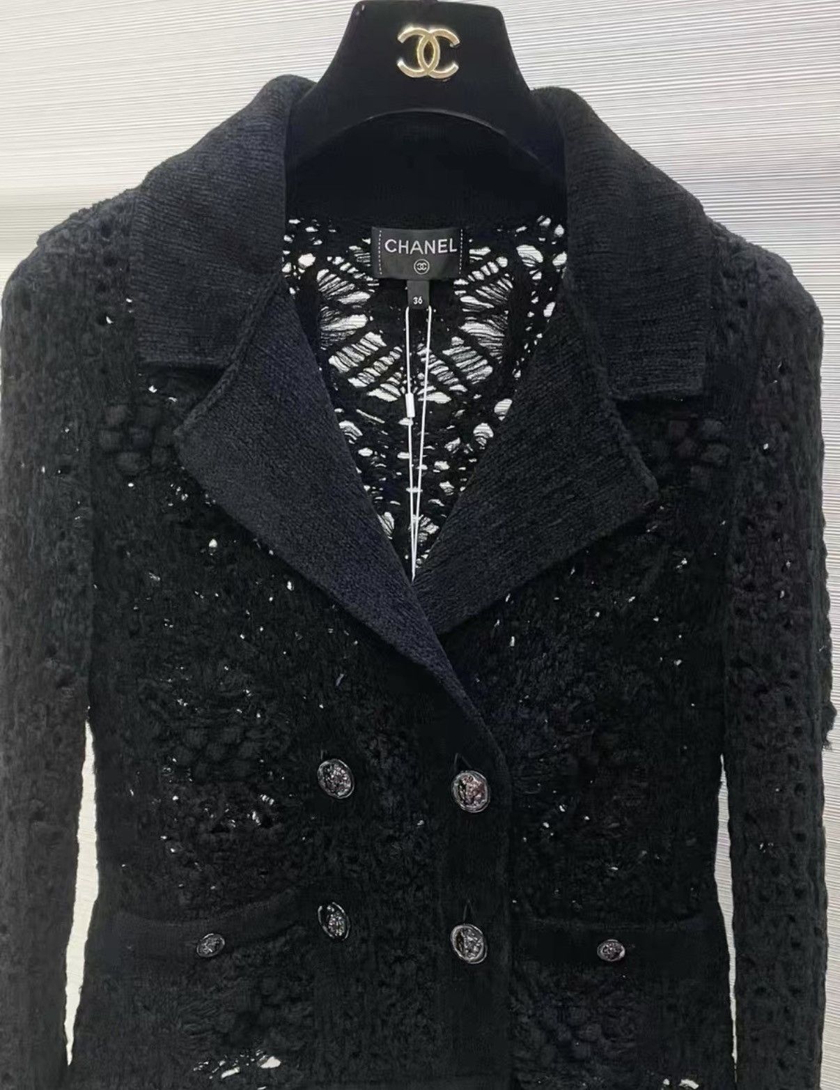 Chanel Chanel 22B Classic Black Hollow Knit Top J33 Size XS / US 0-2 / IT 36-38 - 2 Thumbnail