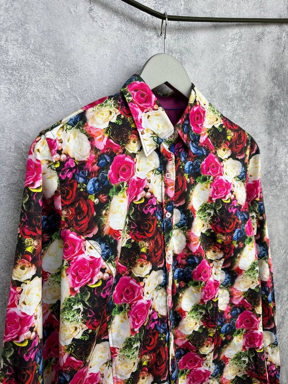 Other Claudio Lugli Rose Bloom Button Up Shirt Flowered Orange Tag Size L / US 10 / IT 46 - 3 Thumbnail