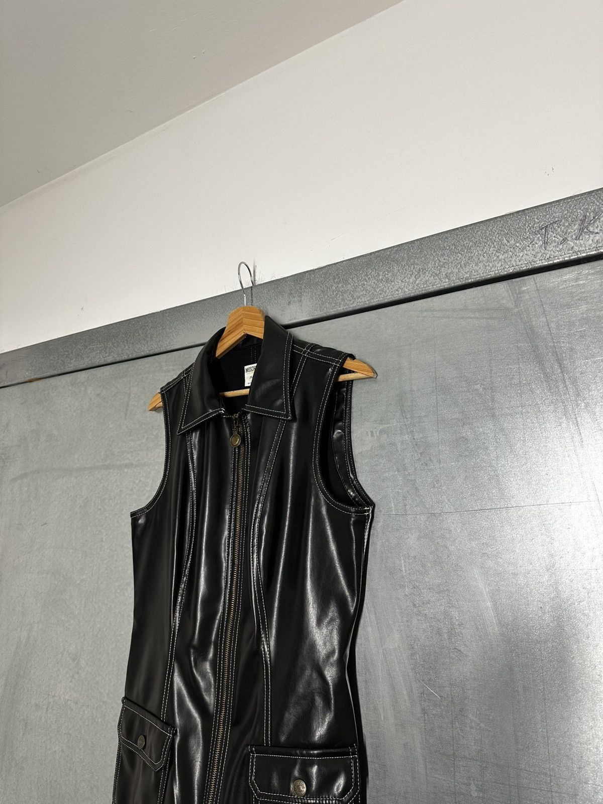 Moschino Moschino Vegan Leather Mini Dress Size XL / US 12-14 / IT 48-50 - 4 Thumbnail