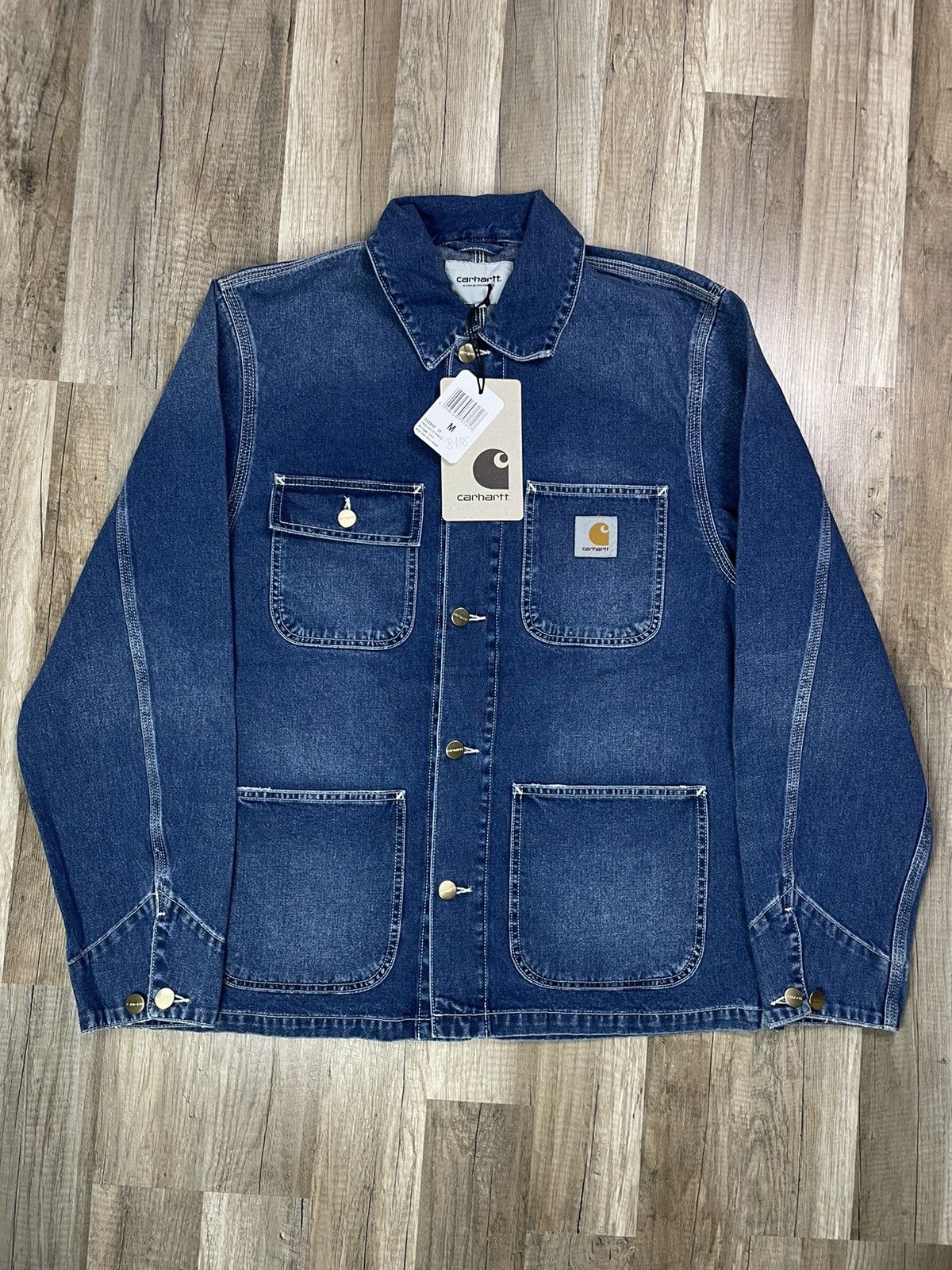 image of Carhartt Michigan Chore Coat Blue Mid Worn Wash, Men's (Size Medium)