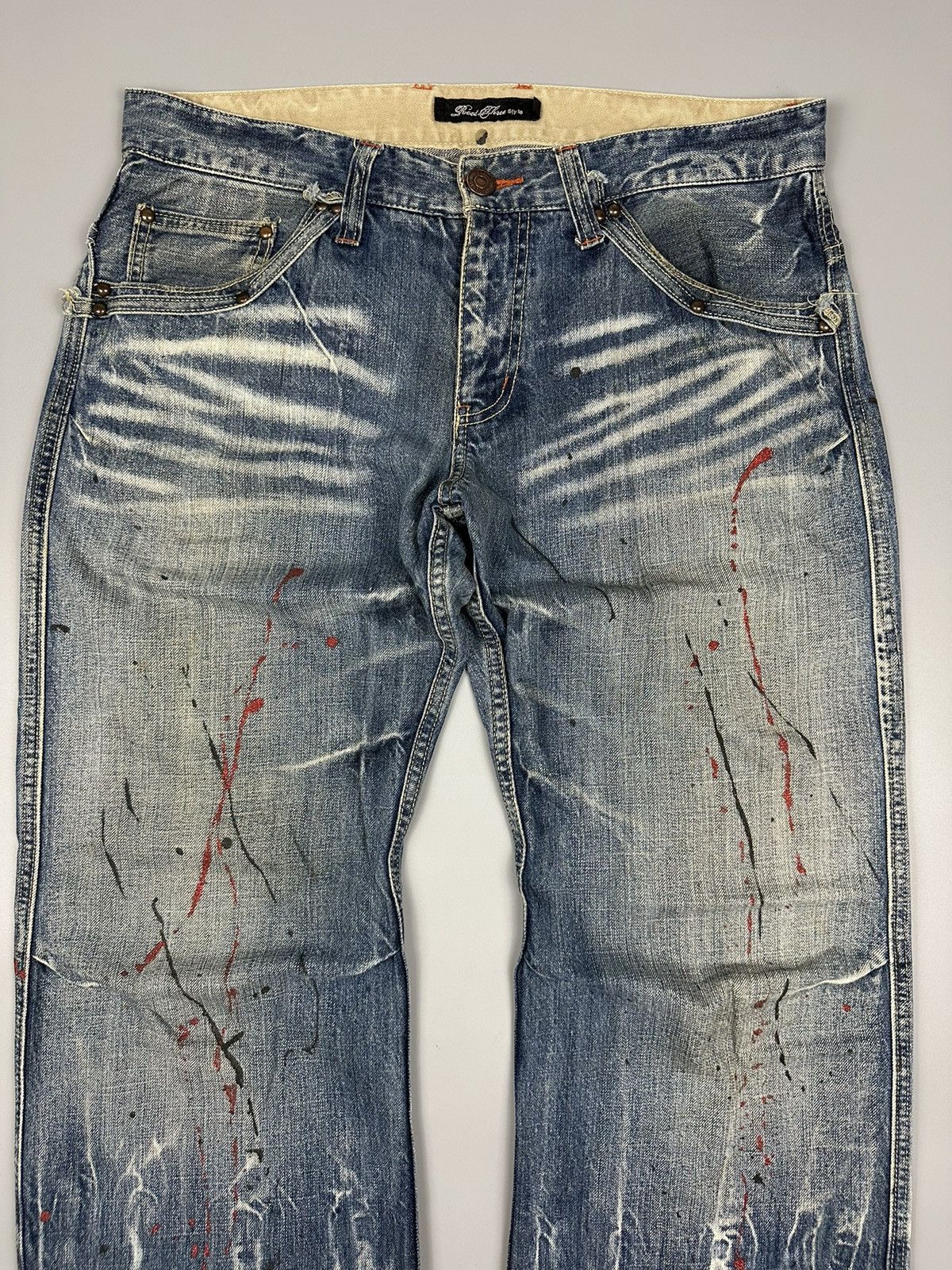 If Six Was Nine × Le Grande Bleu (L.G.B.) 🔥Sick Nice🔥 Root Three Style Whiskered Painted Flared Denim Size US 34 / EU 50 - 5 Thumbnail