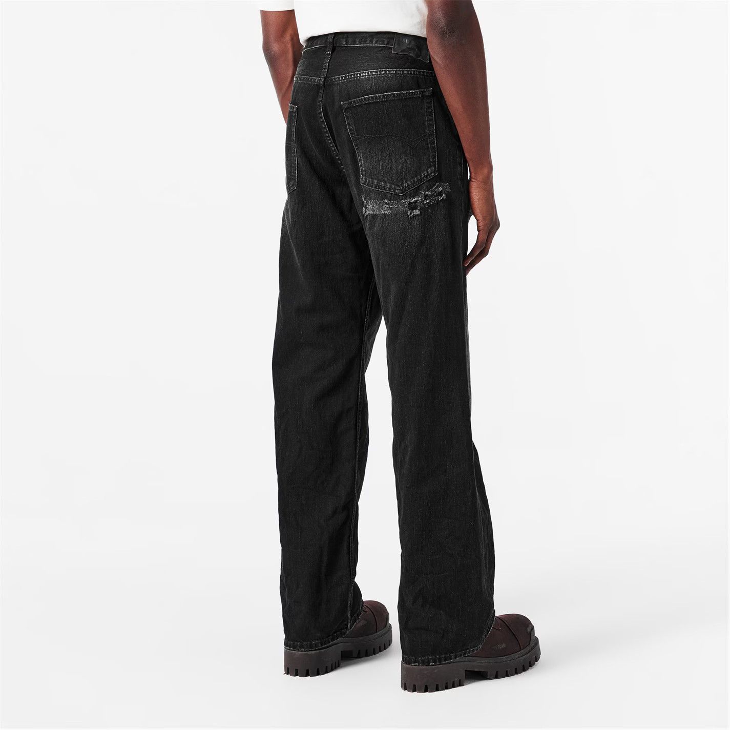Balenciaga o1g2r1mq0226 Bal Distress Distressed Wide Leg Jeans Black Size US 34 / EU 50 - 4 Thumbnail