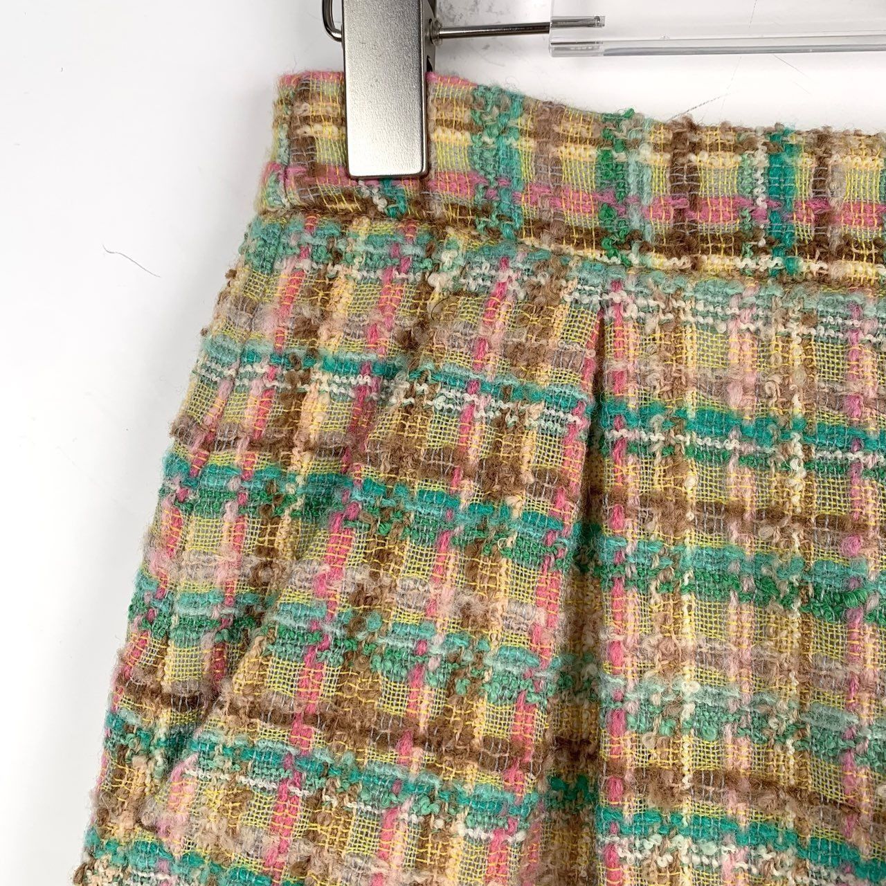 Miu Miu Miu Miu Colorful Plaid Tweed Wool-Blend Pleated Shorts Made Size 38" / US 16 / IT 52 - 3 Thumbnail