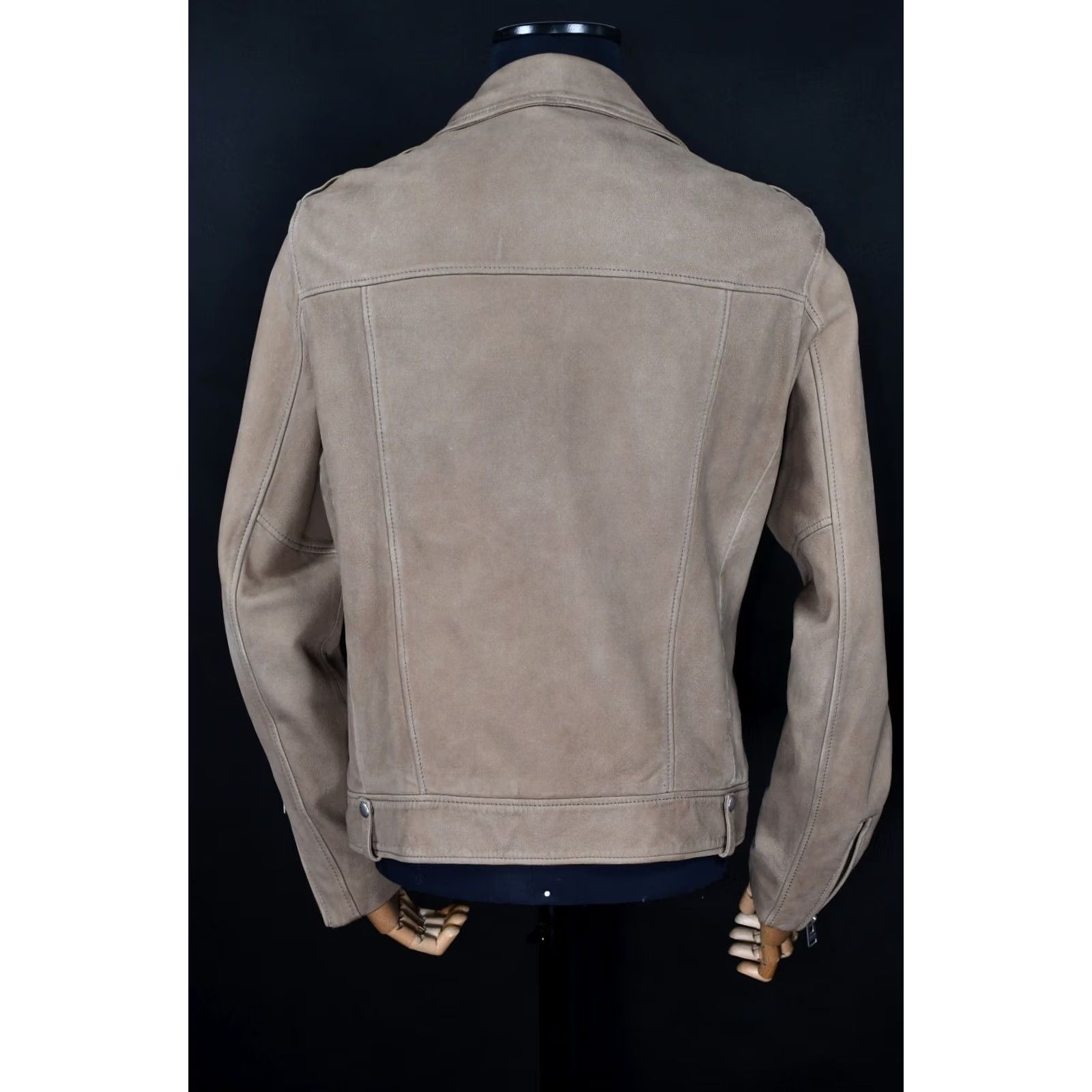 Allsaints All Saints Elwick Biker Leather Jacket Mens L Beige Blackout? Size US L / EU 52-54 / 3 - 3 Thumbnail