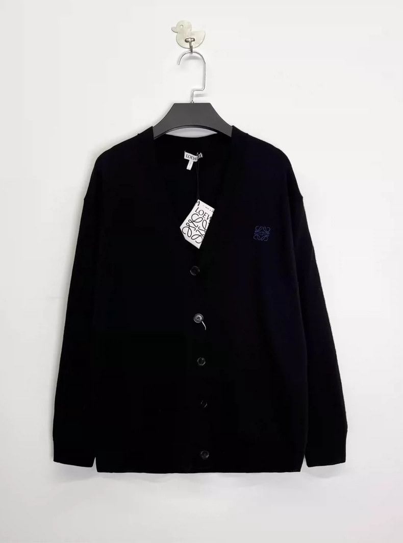 Loewe LOEWE Black wool knitted embroidered logo logo cardigan co Size S / US 4 / IT 40 - 1 Thumbnail