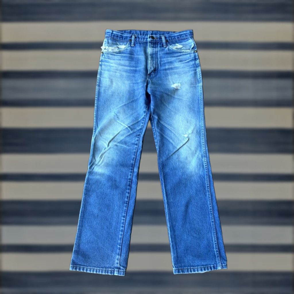 Wrangler VINTAGE Wrangler Jeans Men 33x32 Denim Distressed 80s 90s USA Western Straight Style Blue Cotton 5-Pocket Mens Size US 33 - 1 Thumbnail