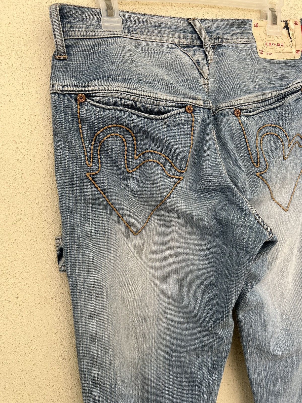 Evisu Vintage Evisu Distressed Fade Denim Double Knee Jeans Size US 31 - 17 Thumbnail