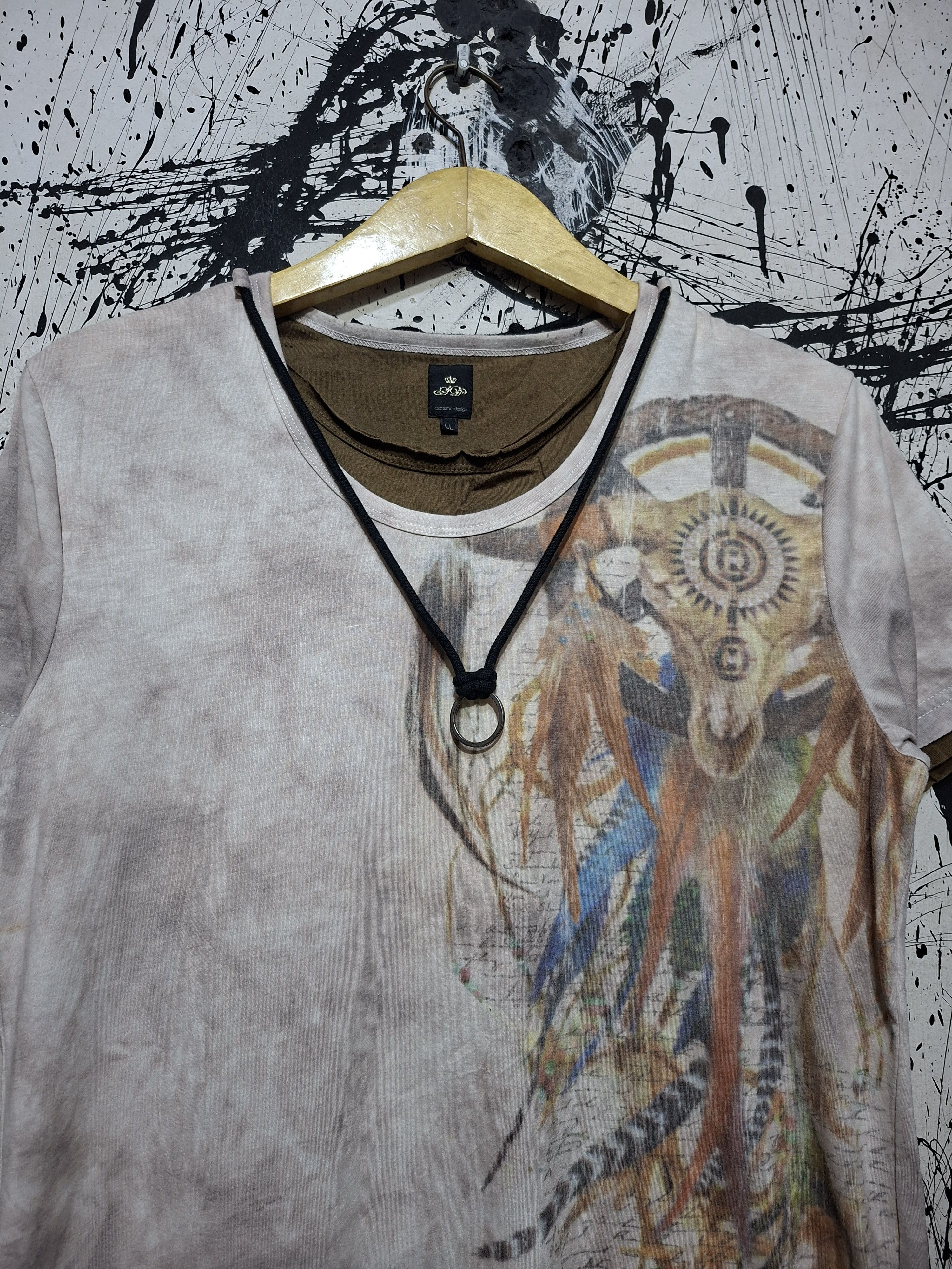 Japanese Brand L.G.B STYLE BY SEMANTIC DESIGN FEATHER SKULL T-SHIRT Size US L / EU 52-54 / 3 - 3 Thumbnail