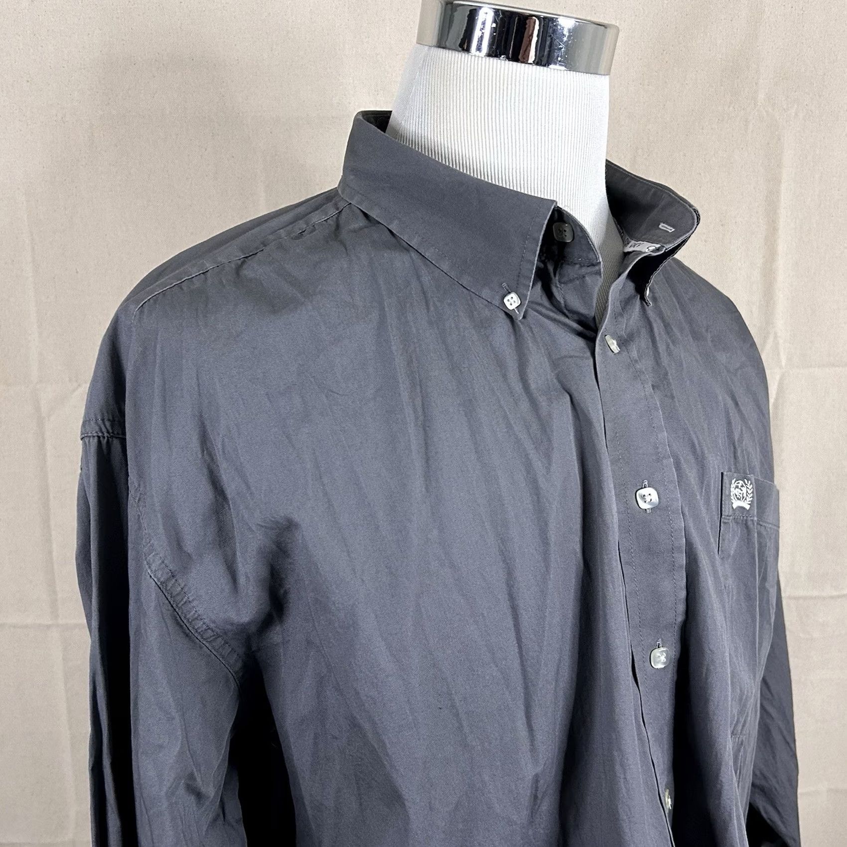 Vintage Cinch 2XL Rodeo Wear Work Shirt Gray 100% Cotton Canvas Twill Long Sleeve Cowboy Shirt Button-Up MENS Size US XXL / EU 58 / 5 - 2 Thumbnail