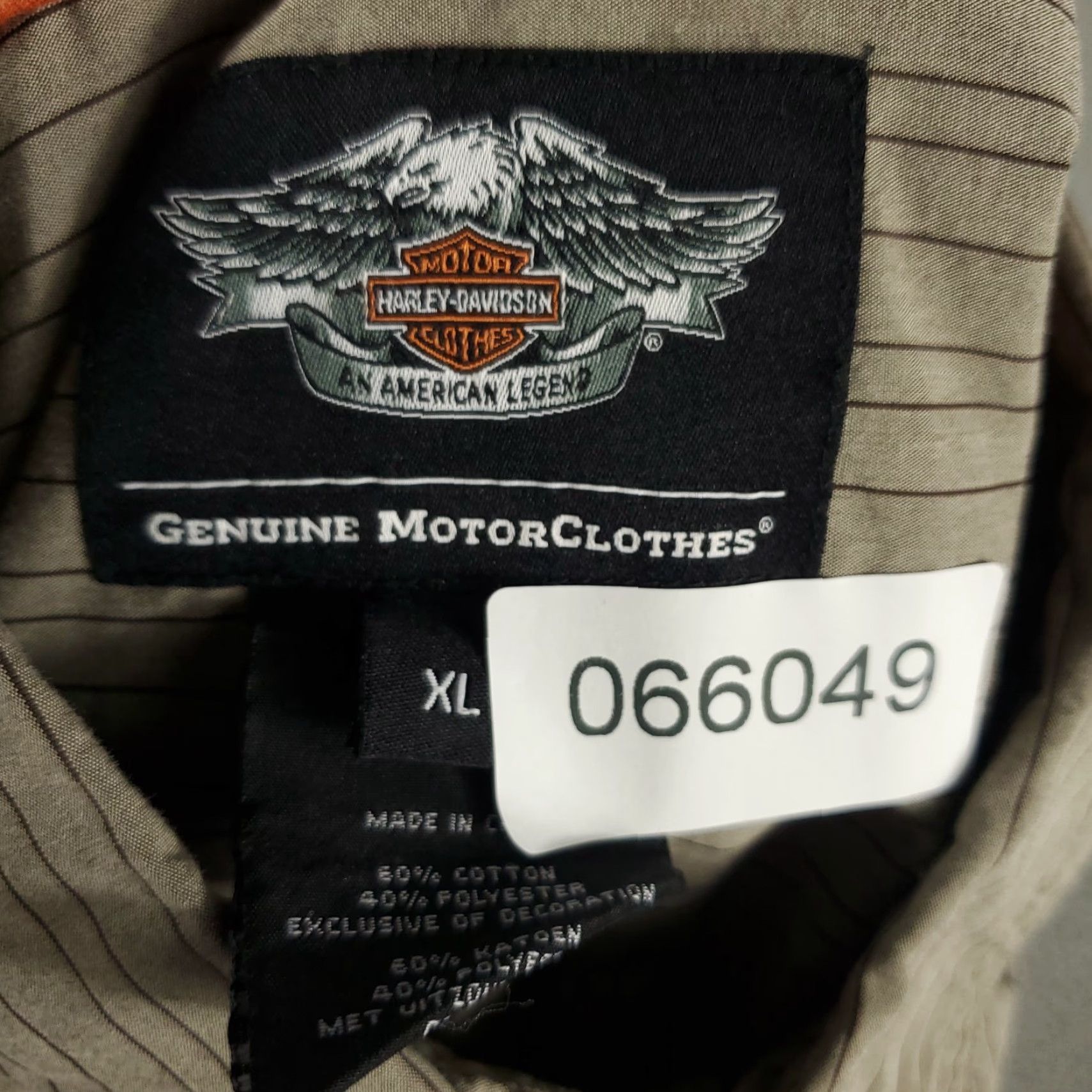 Harley Davidson Harley-Davidson Shirt Mens XL Beige Striped Button-Up Long Sleeve Size US XL / EU 56 / 4 - 7 Thumbnail