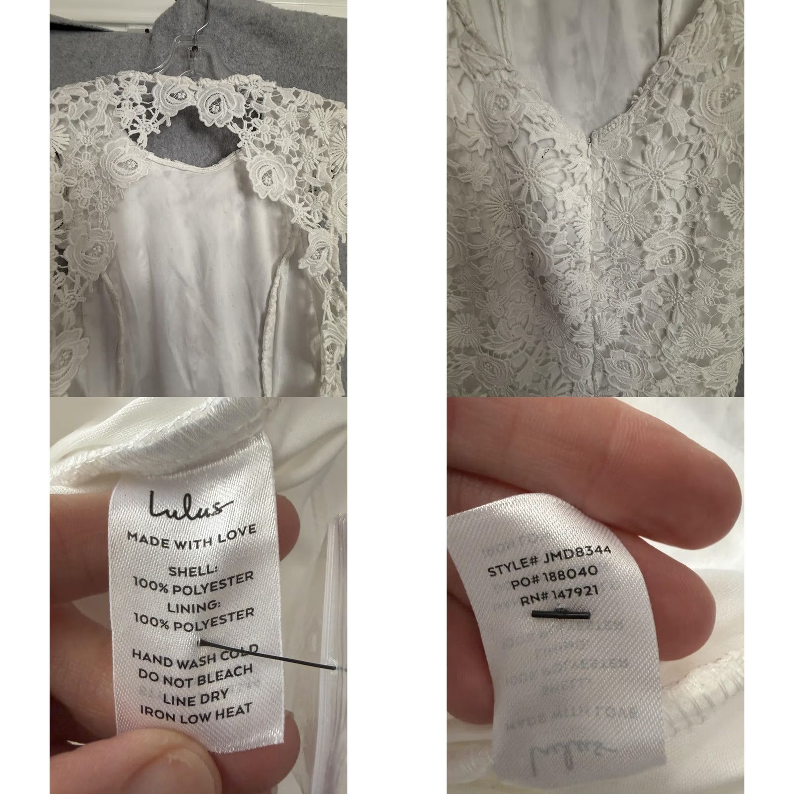 Lulus Lulus Dress Womens Small White Lace Sheath Bodycon Cutout Back Wedding Party Short Sleeve Cap Neckline Round Back Zipper Size S / US 4 / IT 40 - 8 Thumbnail