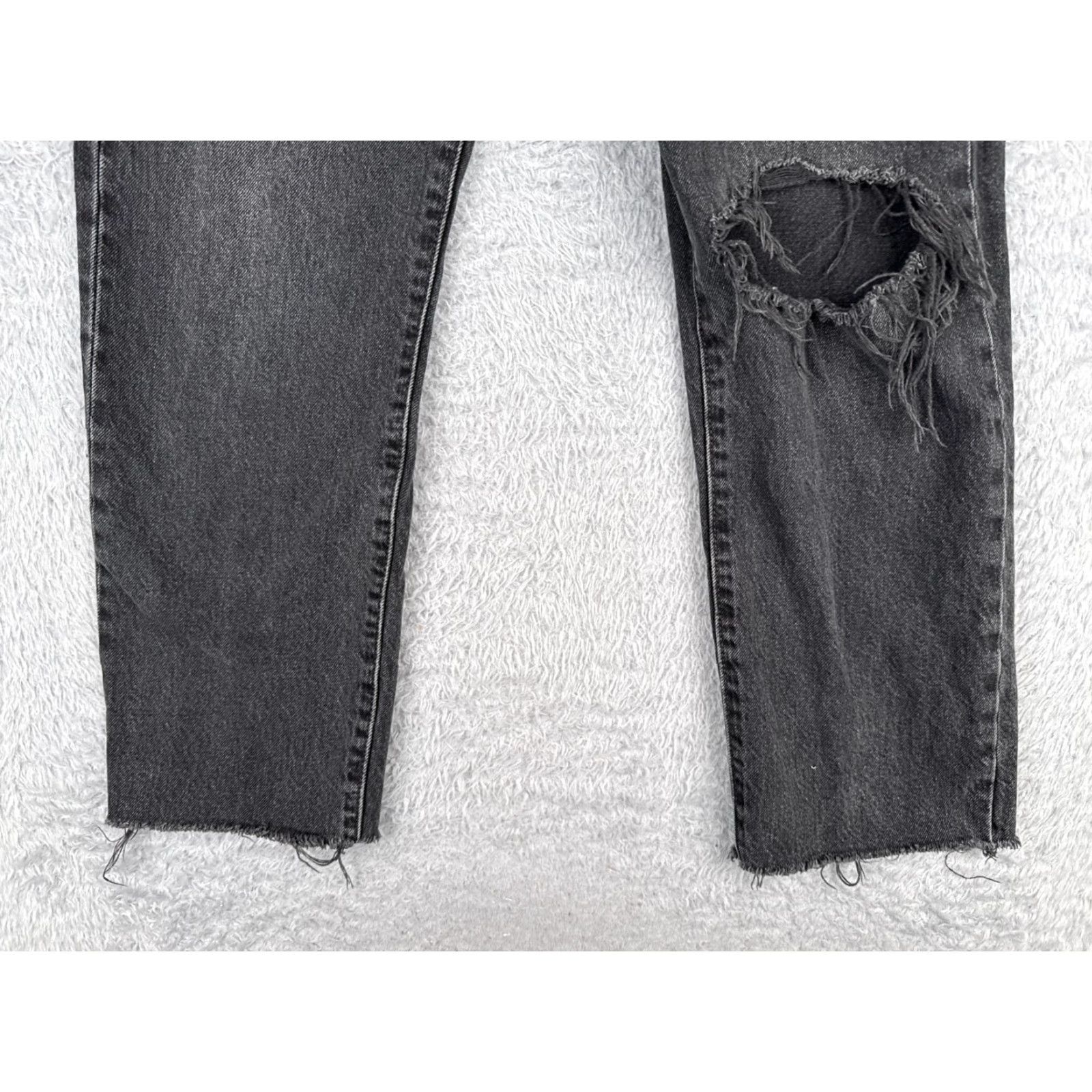 Levi's Levis Premium Jeans Womens 27x25 27 Black Denim Big E Wedgie Straight Distressed Size 27" / US 4 / IT 40 - 2 Thumbnail