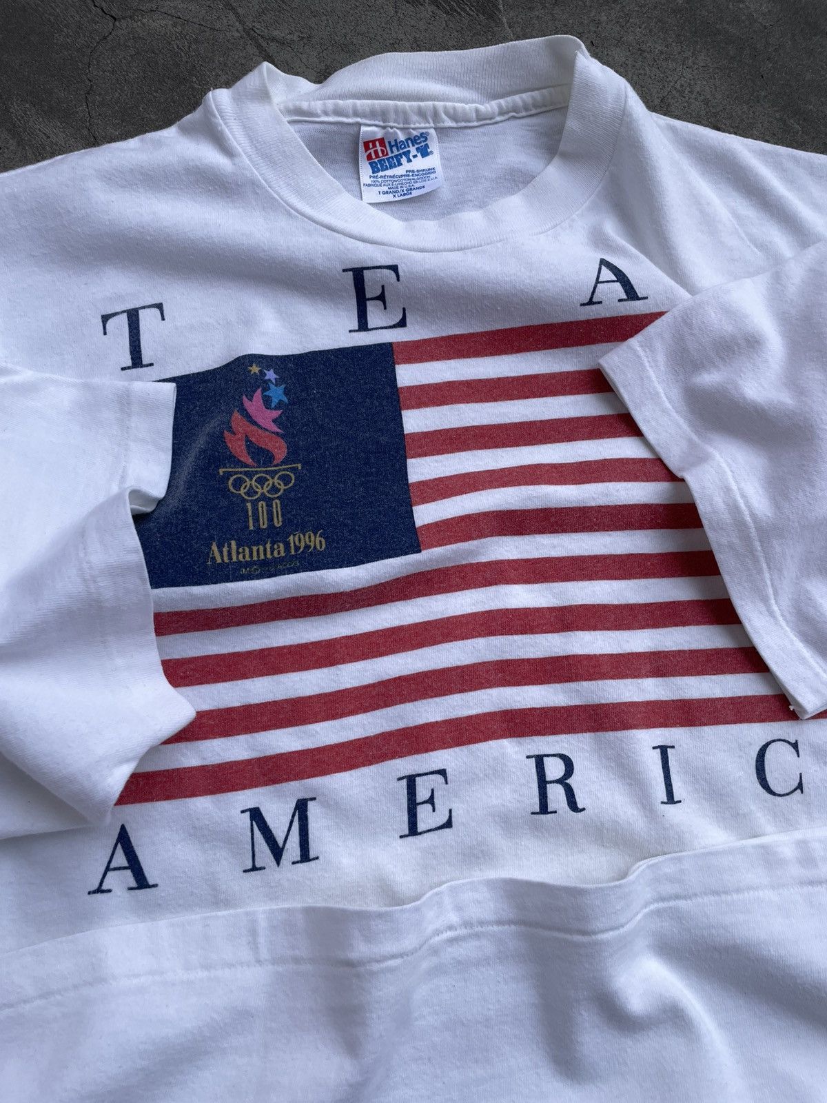 USA Olympics 1996 Olympics Atlanta, Vintage Single Stitch T-Shirt Size US XL / EU 56 / 4 - 2 Thumbnail